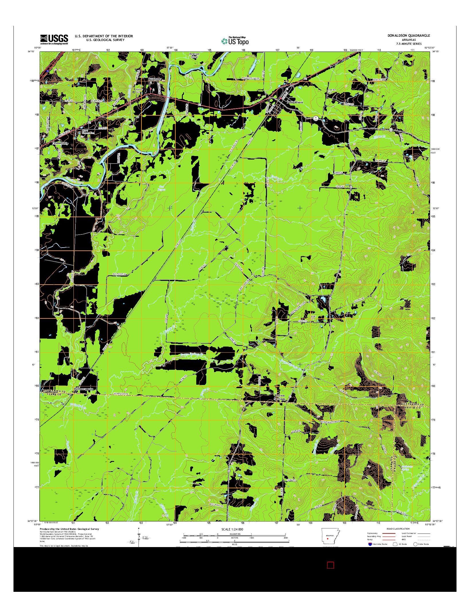 USGS US TOPO 7.5-MINUTE MAP FOR DONALDSON, AR 2017