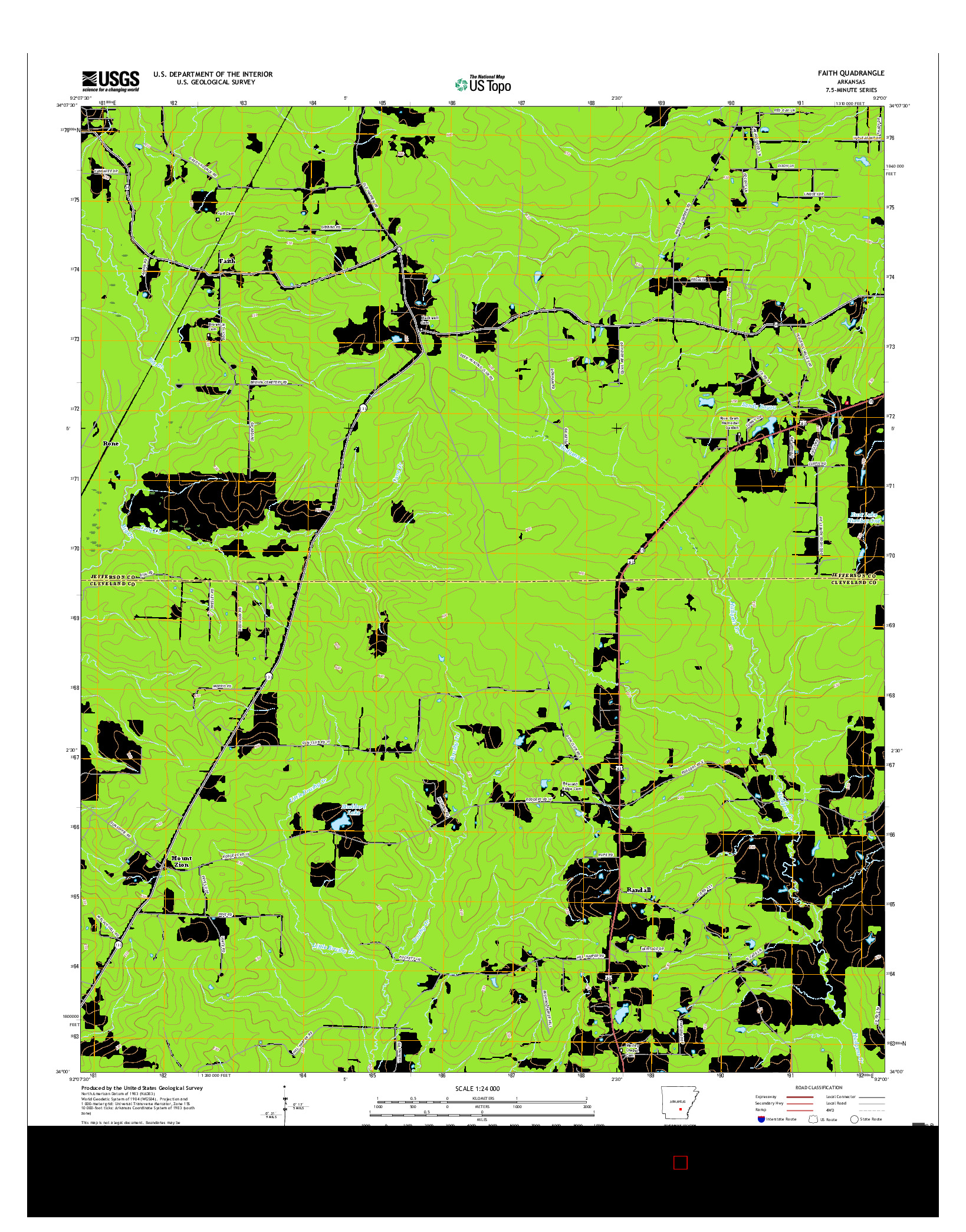 USGS US TOPO 7.5-MINUTE MAP FOR FAITH, AR 2017