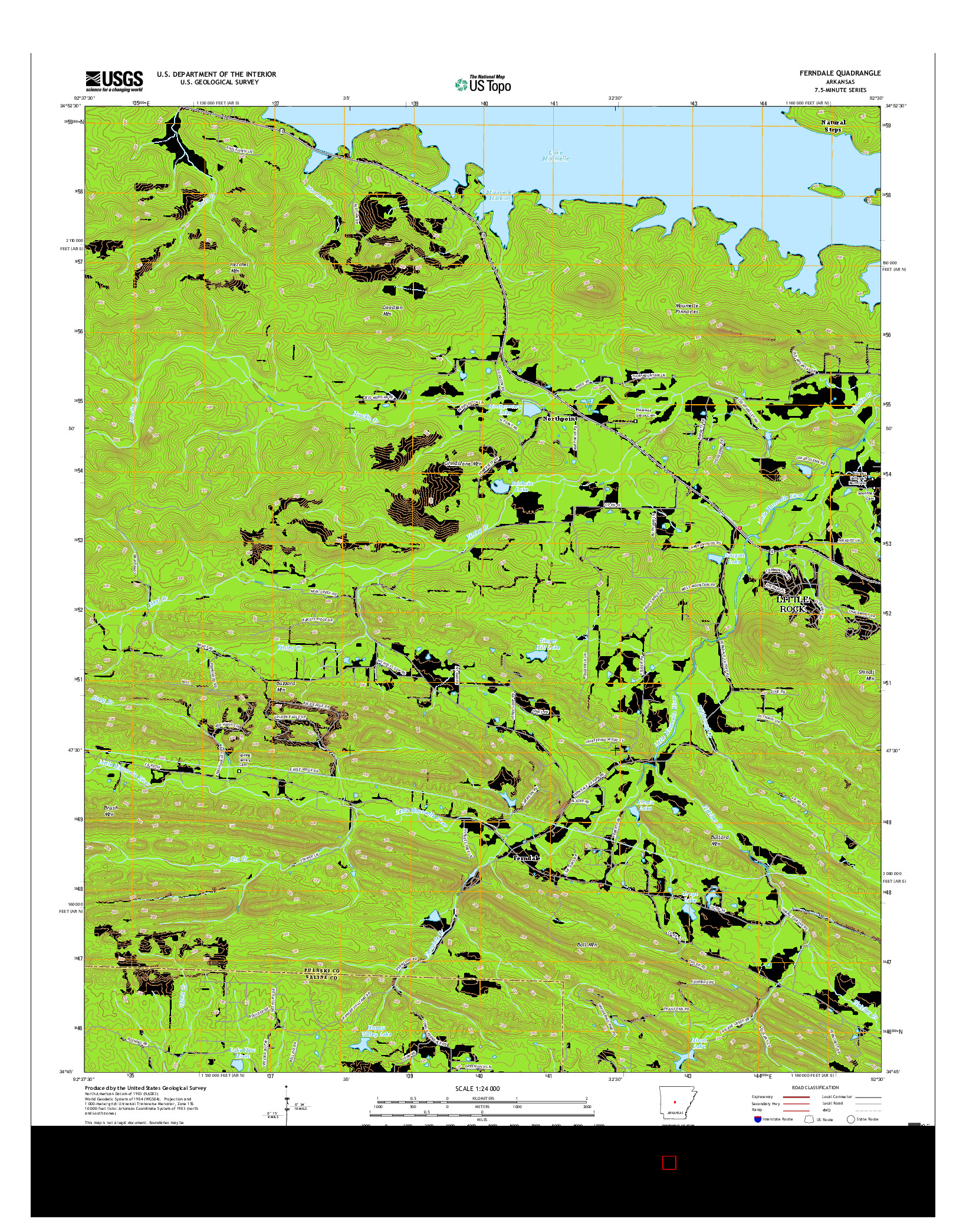 USGS US TOPO 7.5-MINUTE MAP FOR FERNDALE, AR 2017