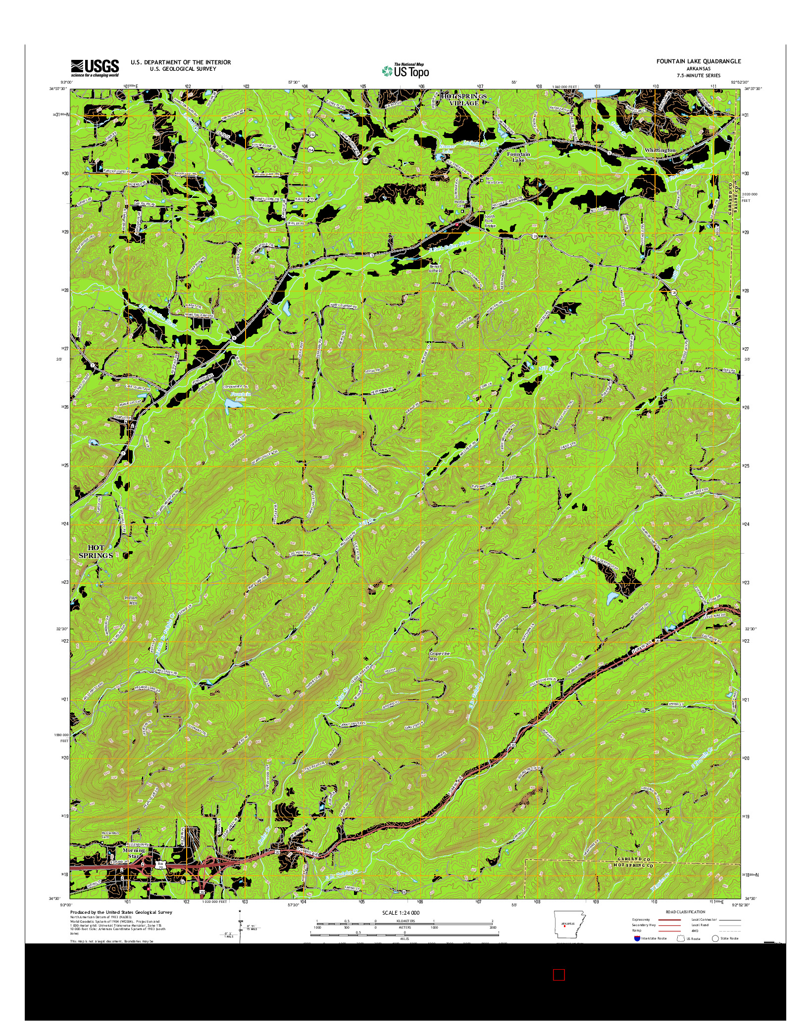 USGS US TOPO 7.5-MINUTE MAP FOR FOUNTAIN LAKE, AR 2017