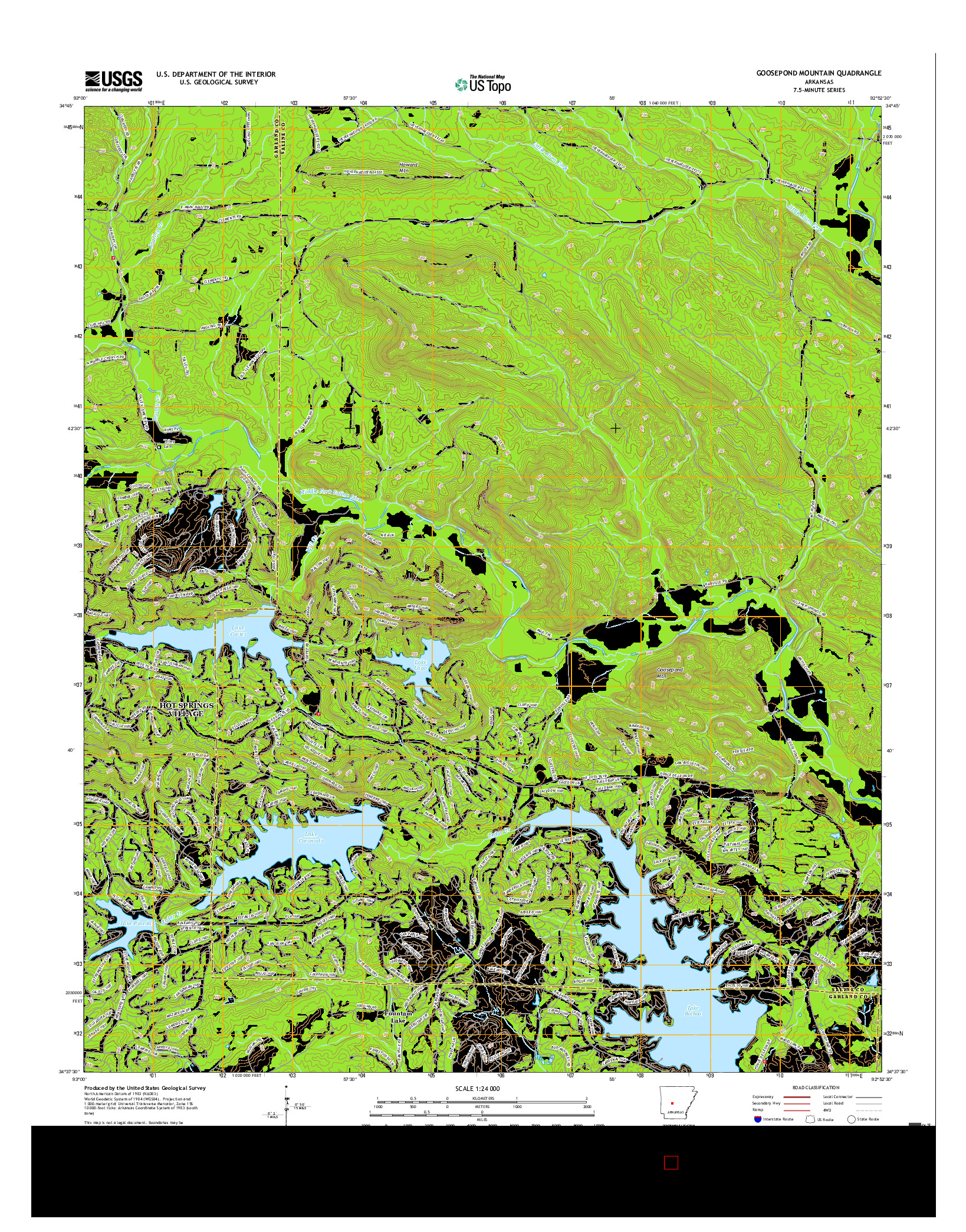 USGS US TOPO 7.5-MINUTE MAP FOR GOOSEPOND MOUNTAIN, AR 2017