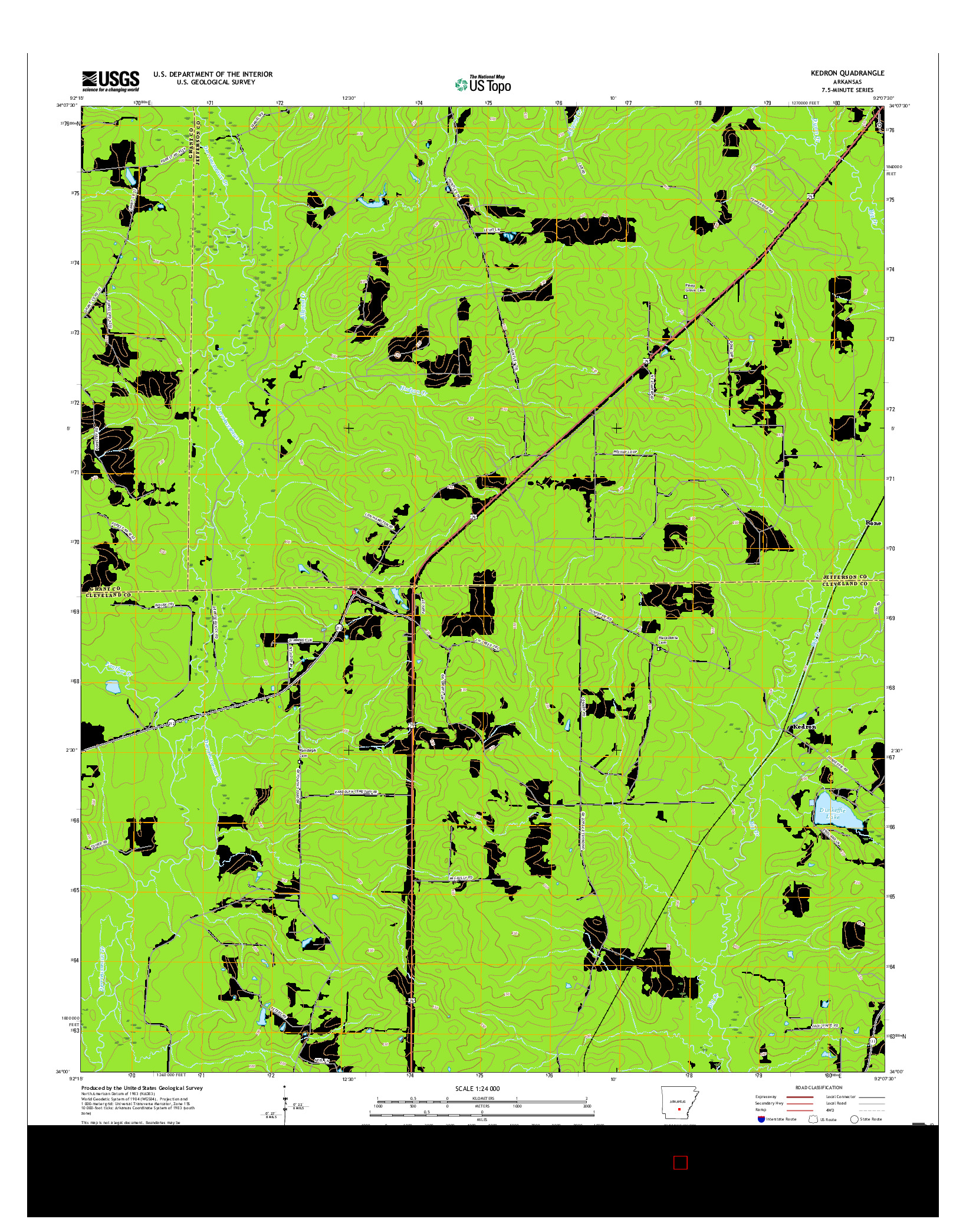 USGS US TOPO 7.5-MINUTE MAP FOR KEDRON, AR 2017