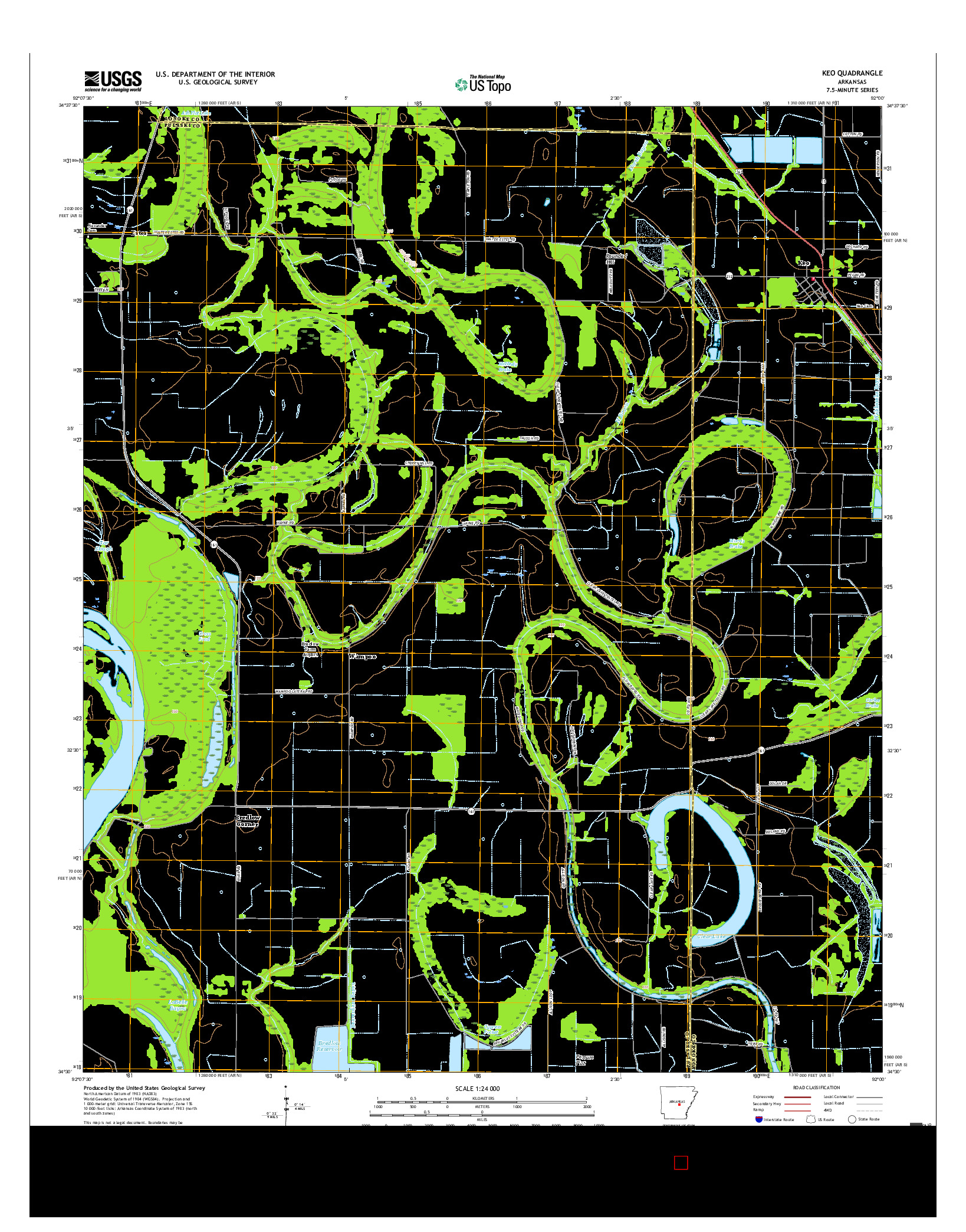 USGS US TOPO 7.5-MINUTE MAP FOR KEO, AR 2017