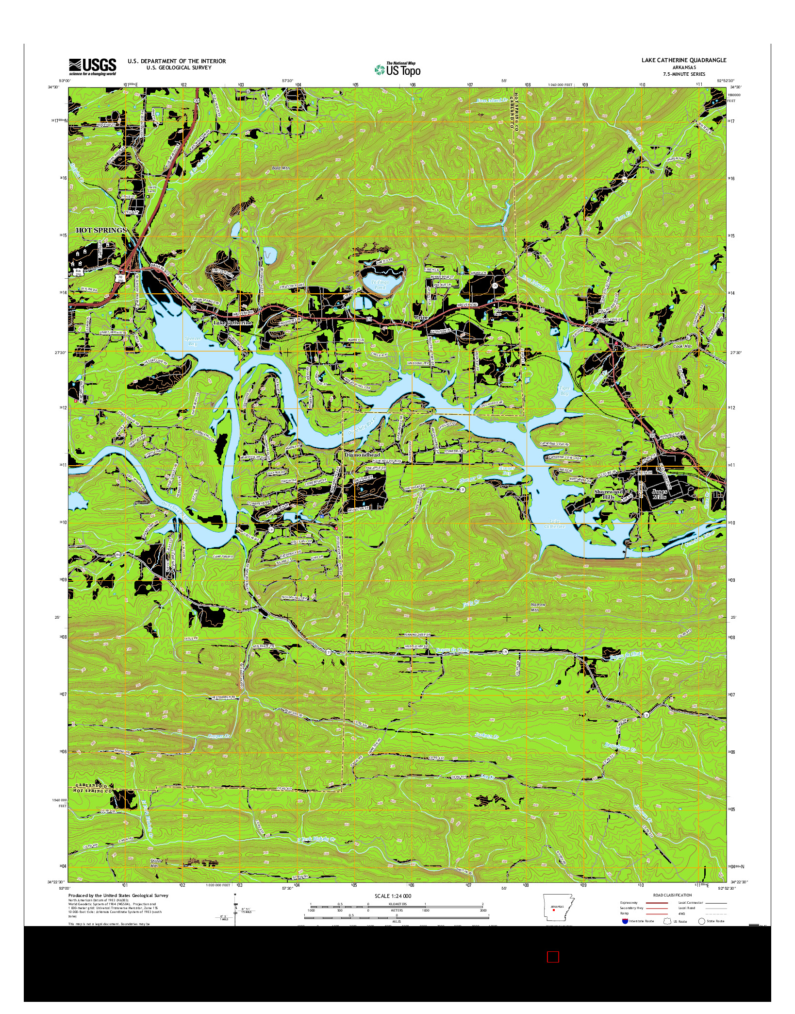 USGS US TOPO 7.5-MINUTE MAP FOR LAKE CATHERINE, AR 2017