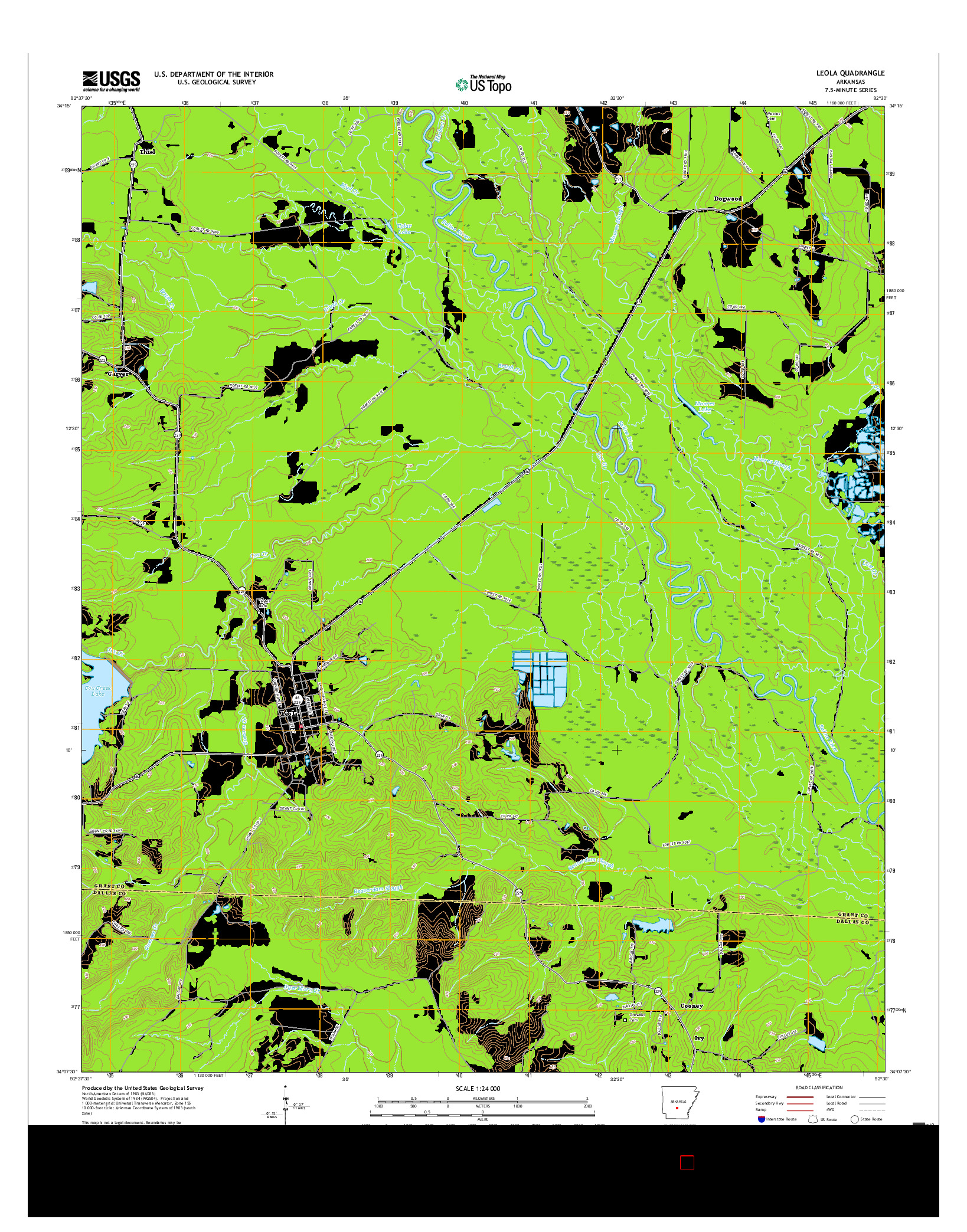 USGS US TOPO 7.5-MINUTE MAP FOR LEOLA, AR 2017