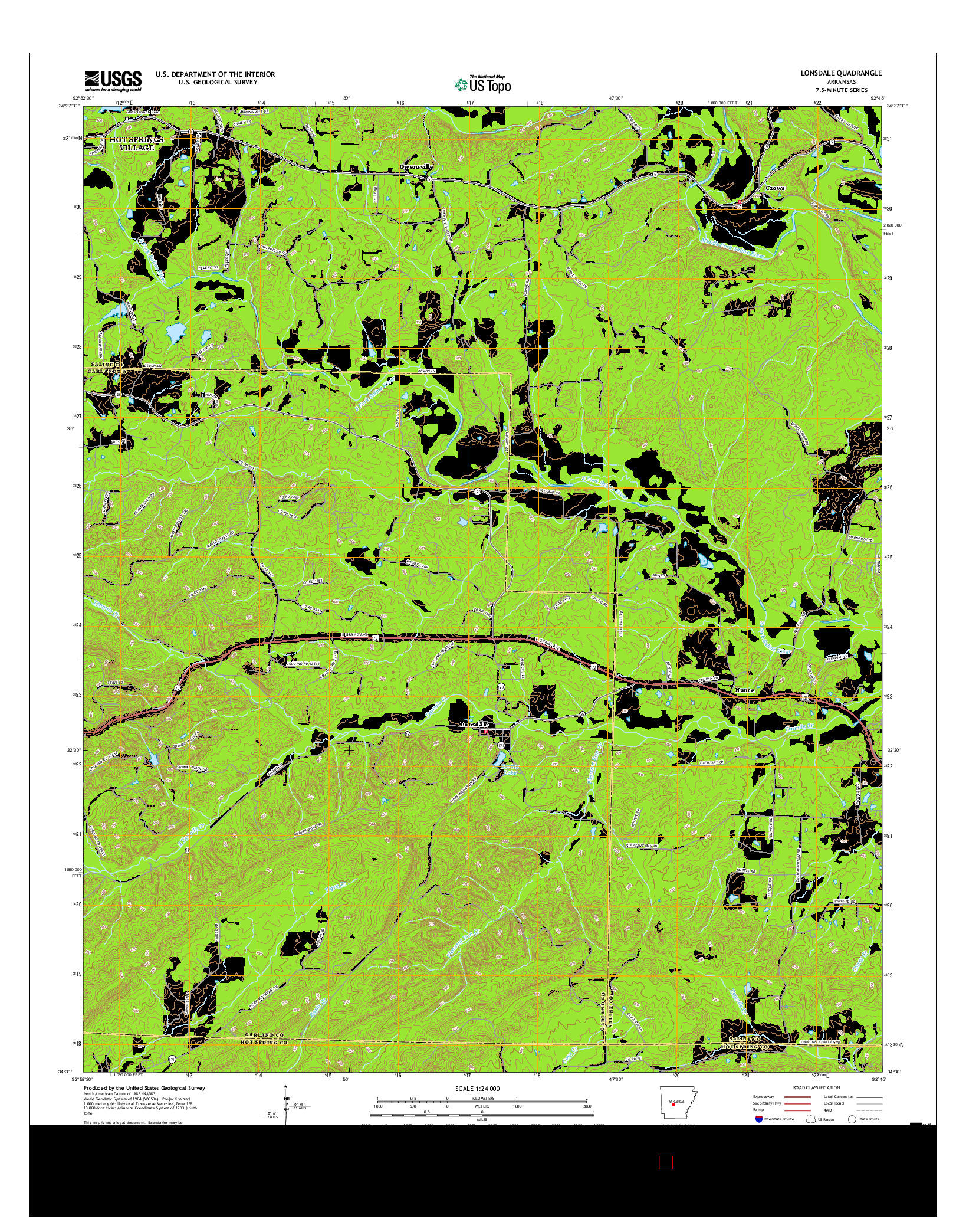 USGS US TOPO 7.5-MINUTE MAP FOR LONSDALE, AR 2017