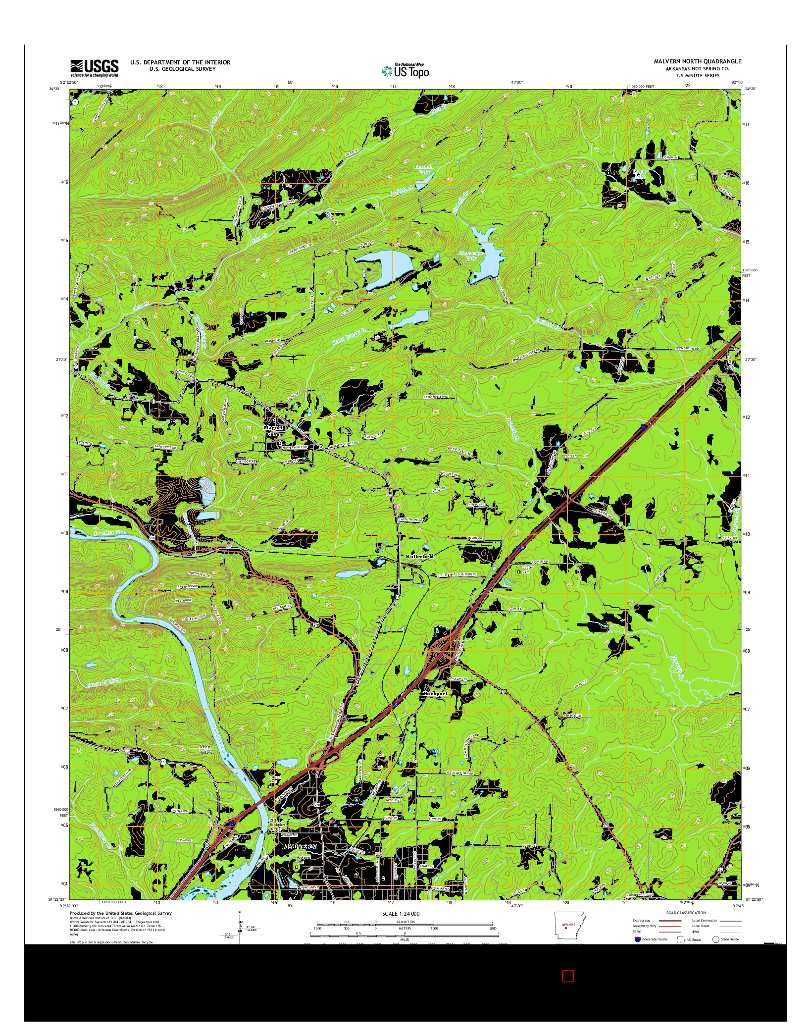 USGS US TOPO 7.5-MINUTE MAP FOR MALVERN NORTH, AR 2017