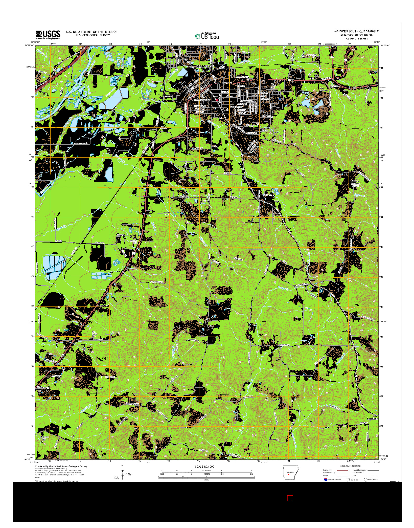 USGS US TOPO 7.5-MINUTE MAP FOR MALVERN SOUTH, AR 2017