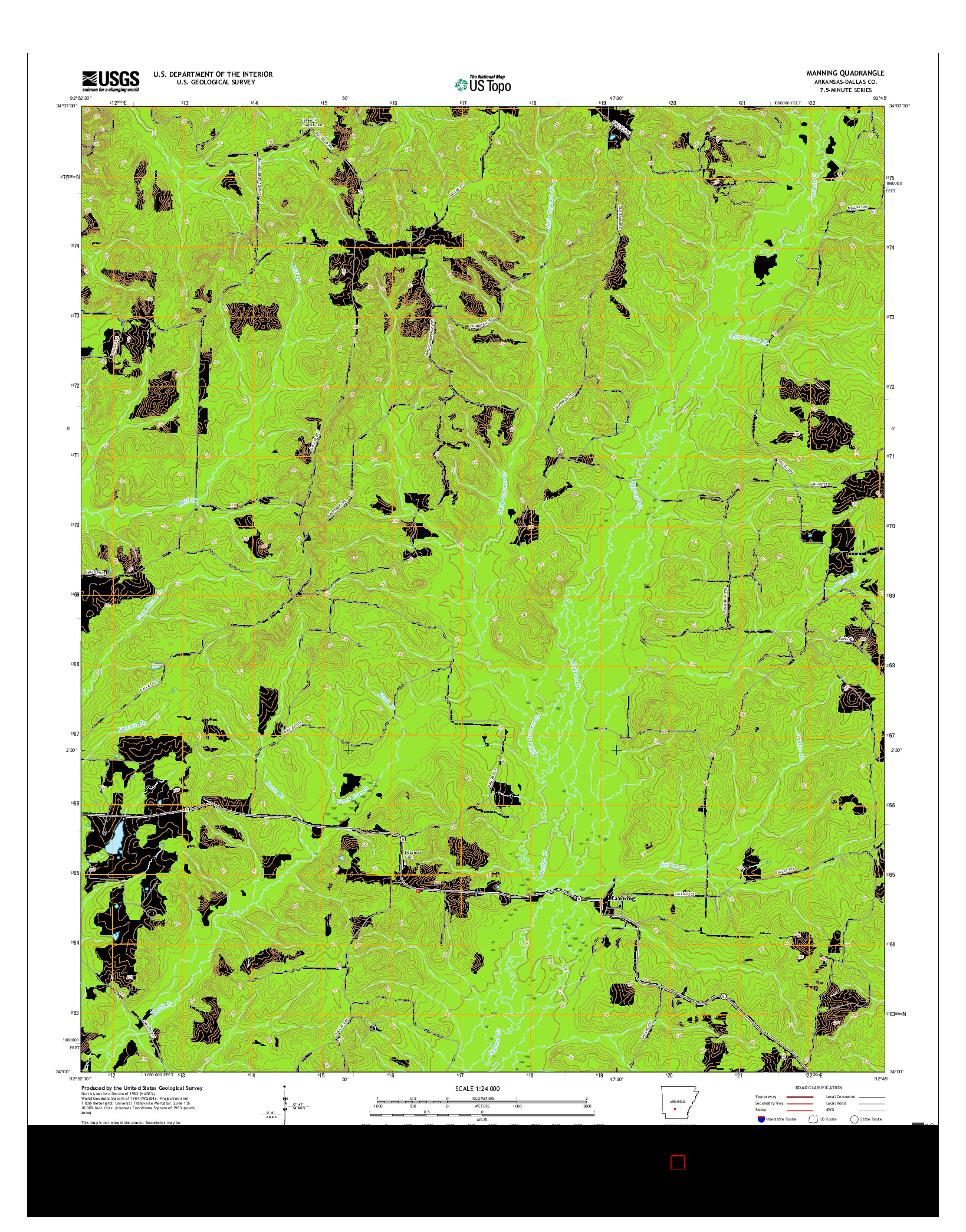 USGS US TOPO 7.5-MINUTE MAP FOR MANNING, AR 2017