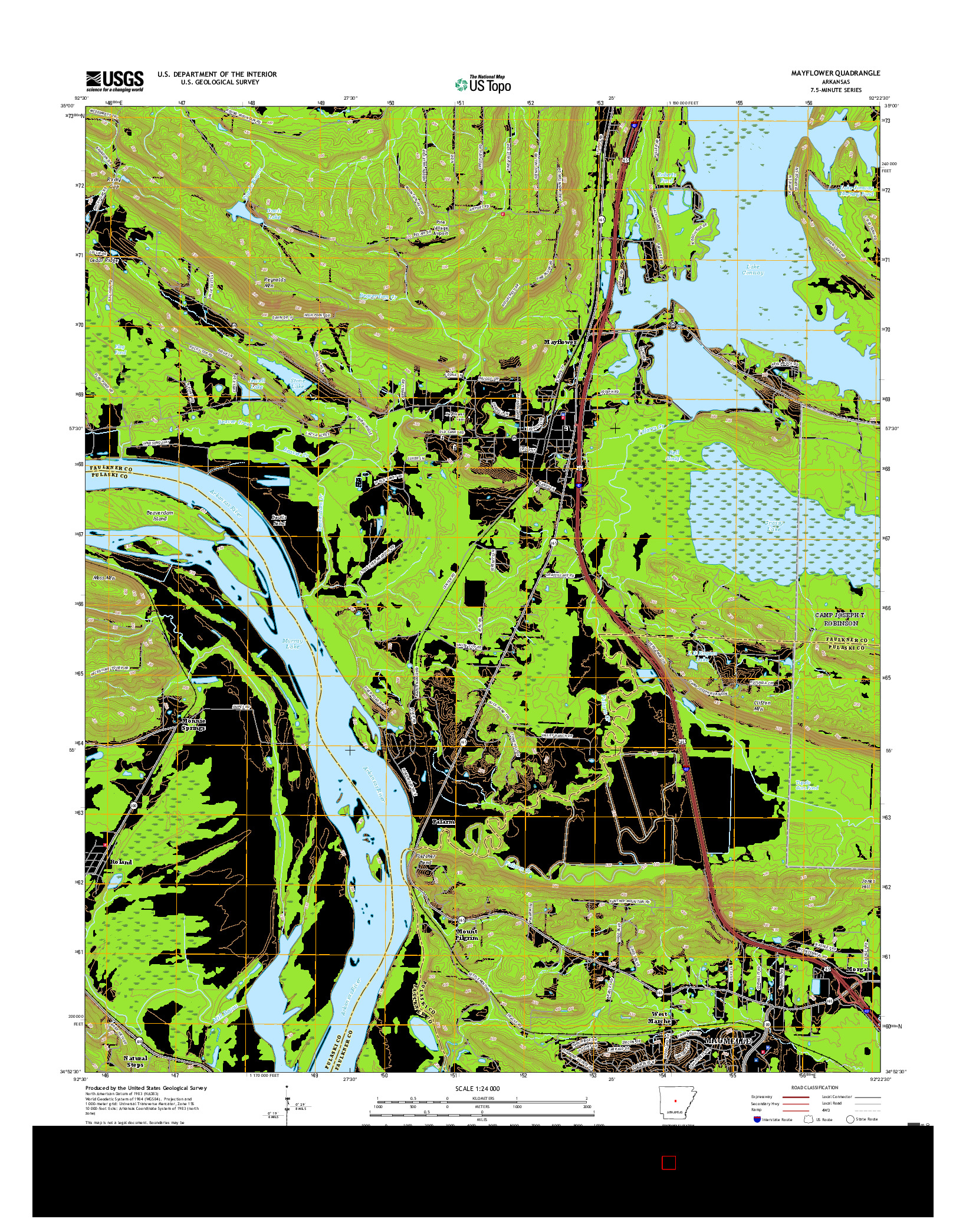 USGS US TOPO 7.5-MINUTE MAP FOR MAYFLOWER, AR 2017