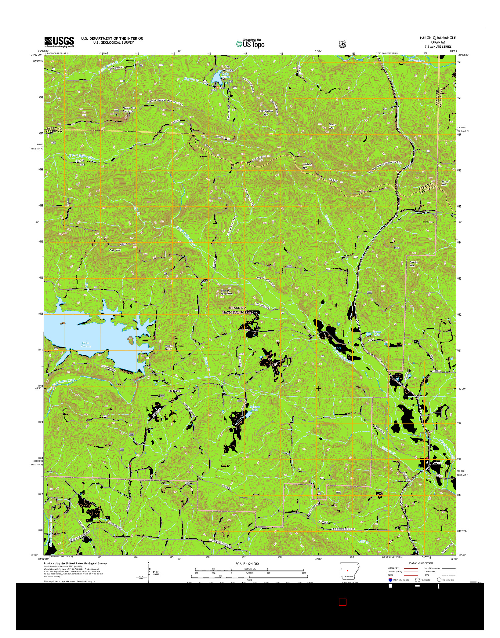 USGS US TOPO 7.5-MINUTE MAP FOR PARON, AR 2017
