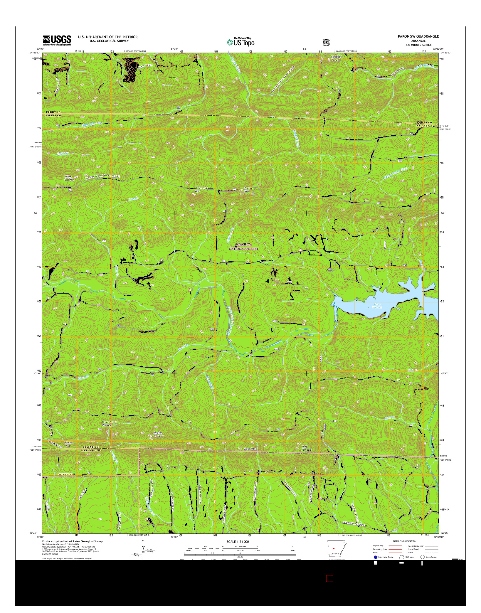 USGS US TOPO 7.5-MINUTE MAP FOR PARON SW, AR 2017