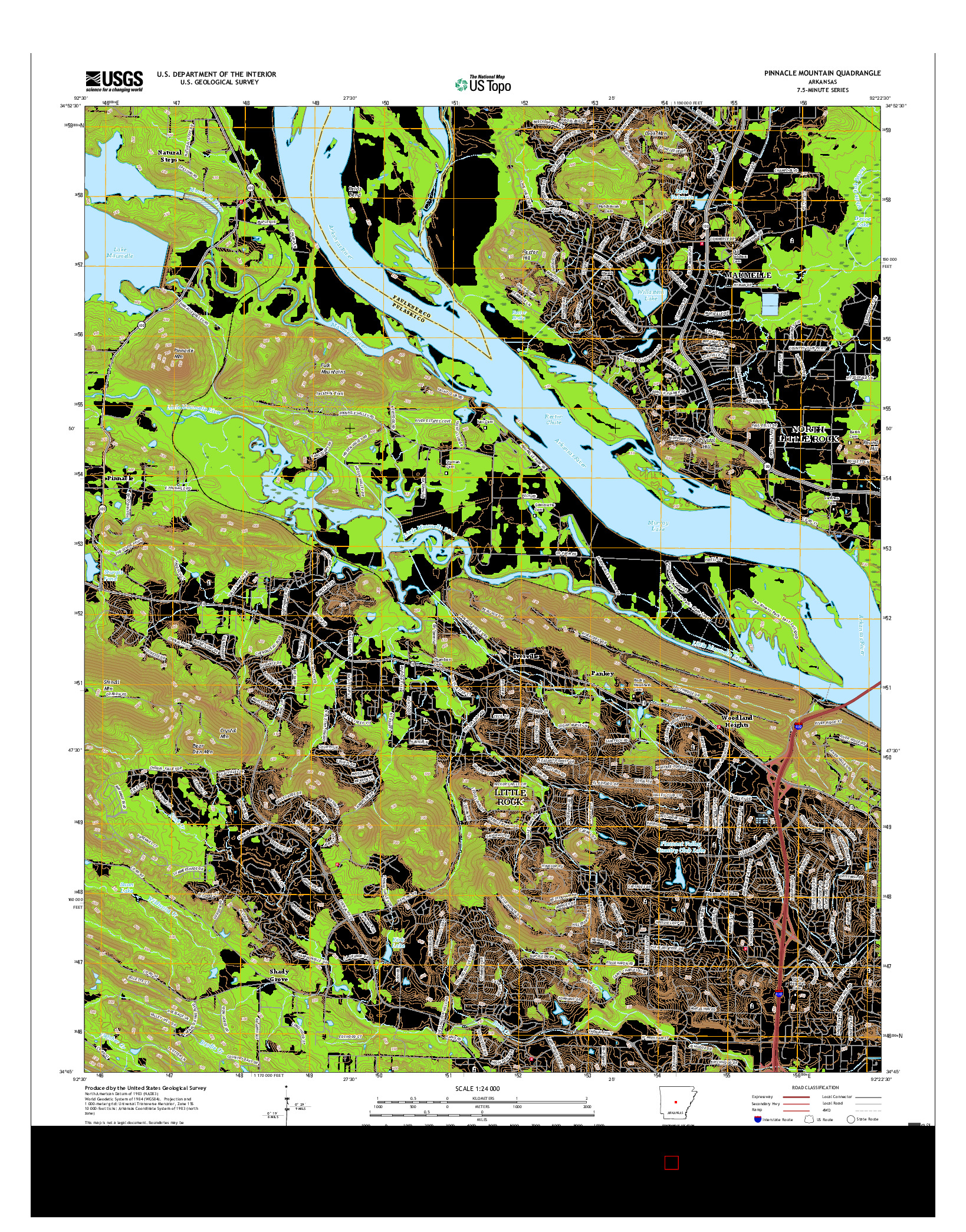 USGS US TOPO 7.5-MINUTE MAP FOR PINNACLE MOUNTAIN, AR 2017