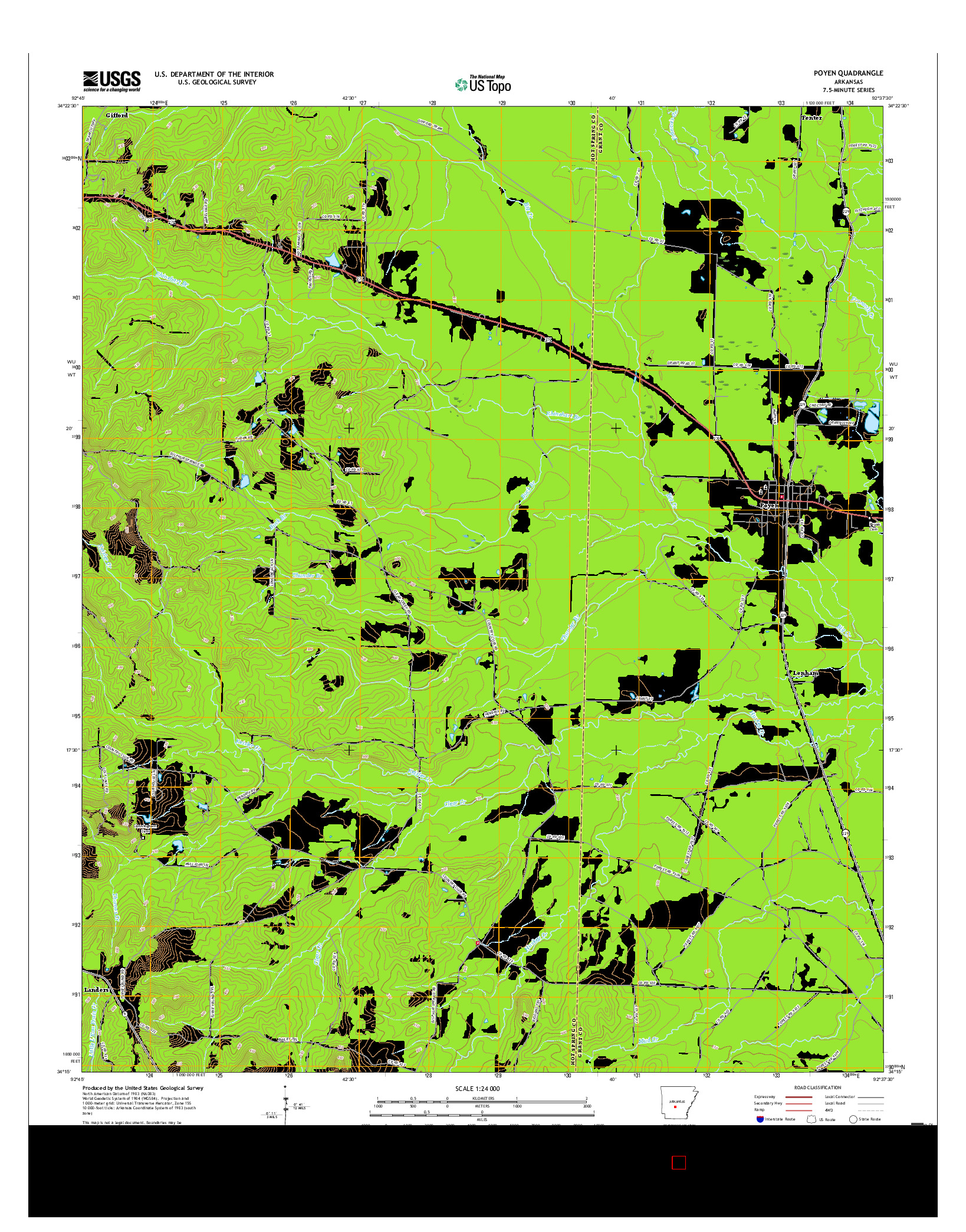 USGS US TOPO 7.5-MINUTE MAP FOR POYEN, AR 2017