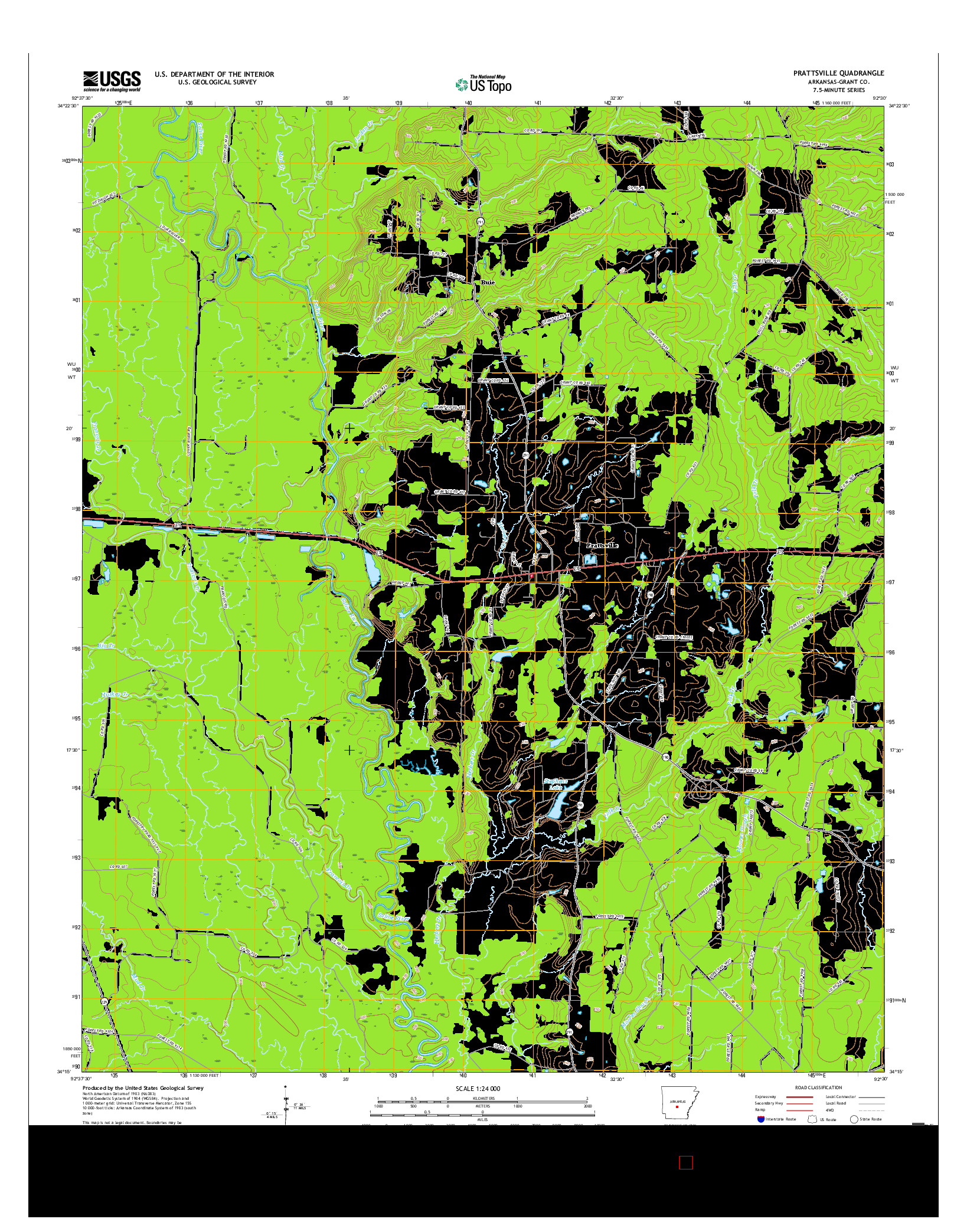 USGS US TOPO 7.5-MINUTE MAP FOR PRATTSVILLE, AR 2017