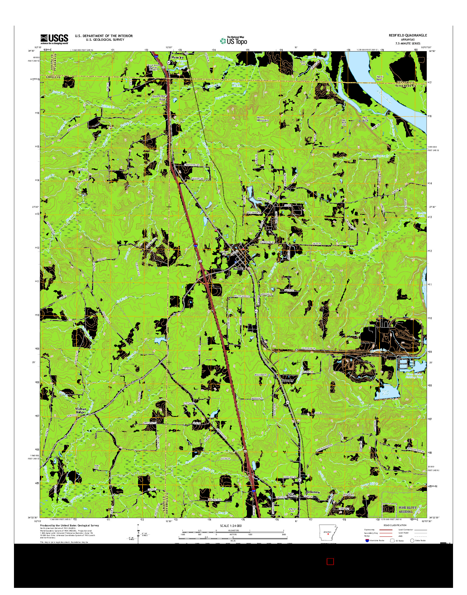 USGS US TOPO 7.5-MINUTE MAP FOR REDFIELD, AR 2017