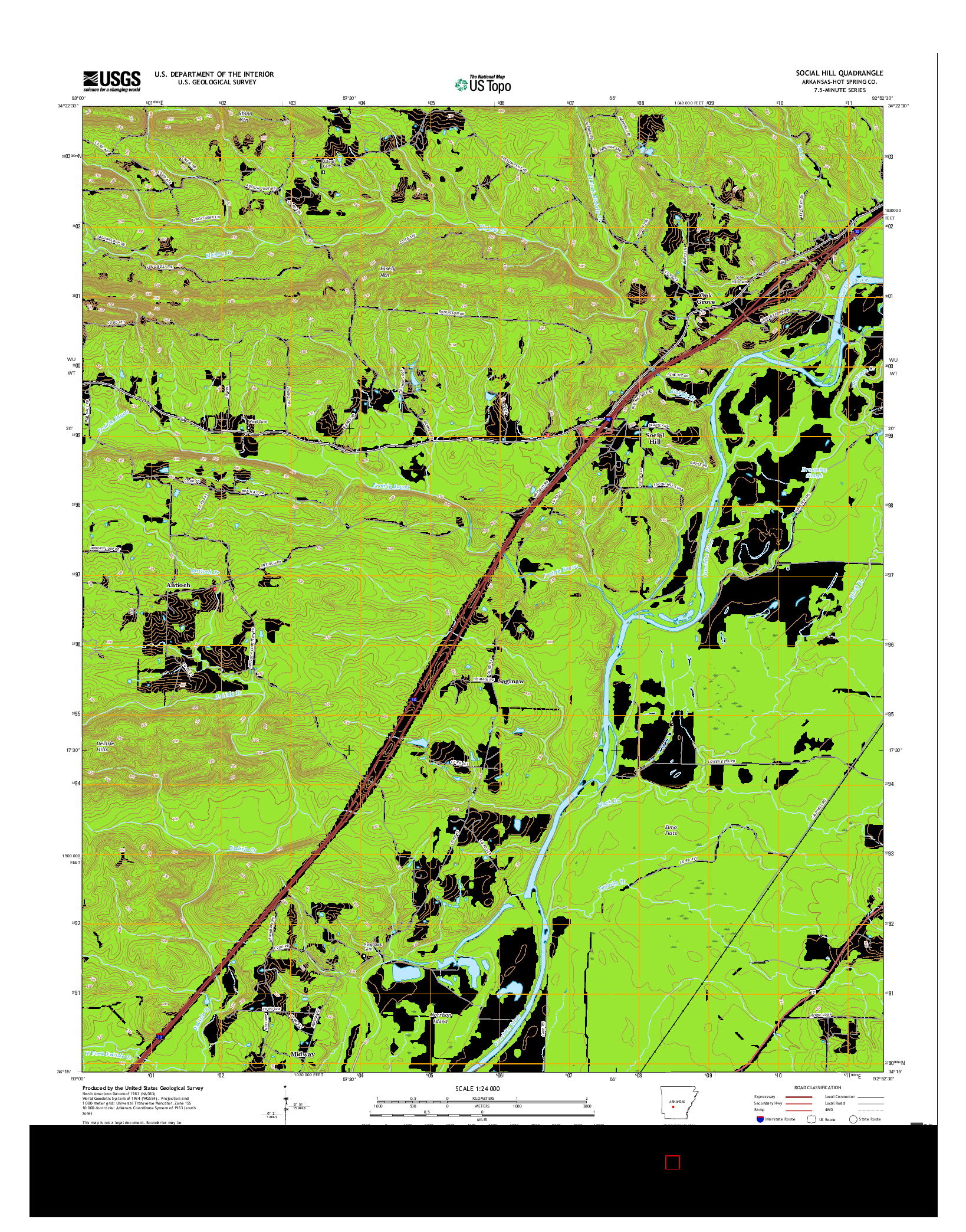 USGS US TOPO 7.5-MINUTE MAP FOR SOCIAL HILL, AR 2017