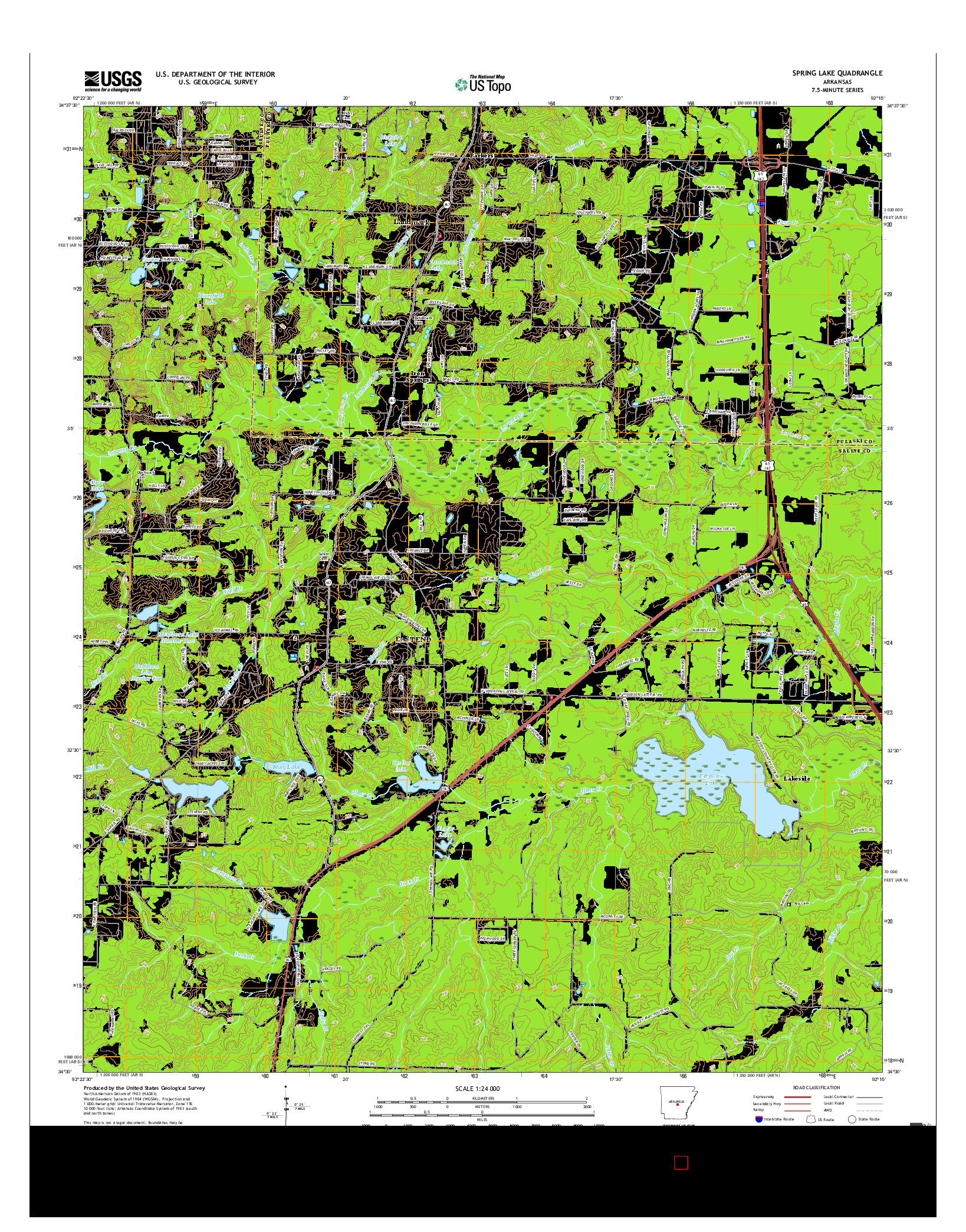 USGS US TOPO 7.5-MINUTE MAP FOR SPRING LAKE, AR 2017