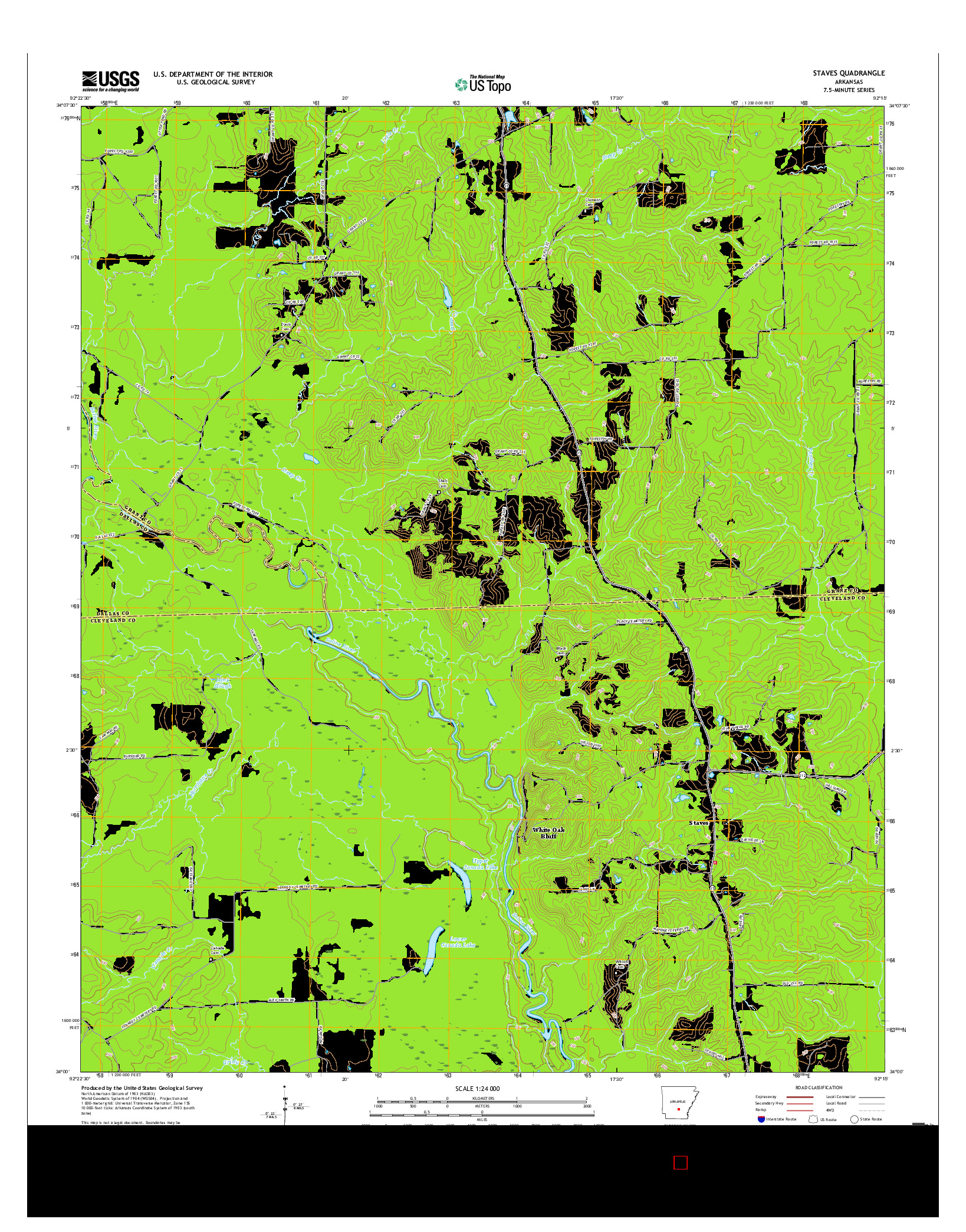 USGS US TOPO 7.5-MINUTE MAP FOR STAVES, AR 2017