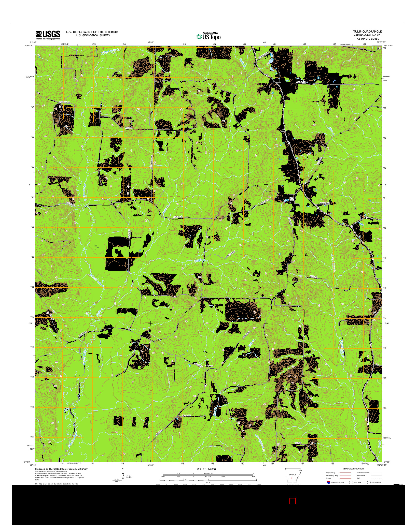 USGS US TOPO 7.5-MINUTE MAP FOR TULIP, AR 2017