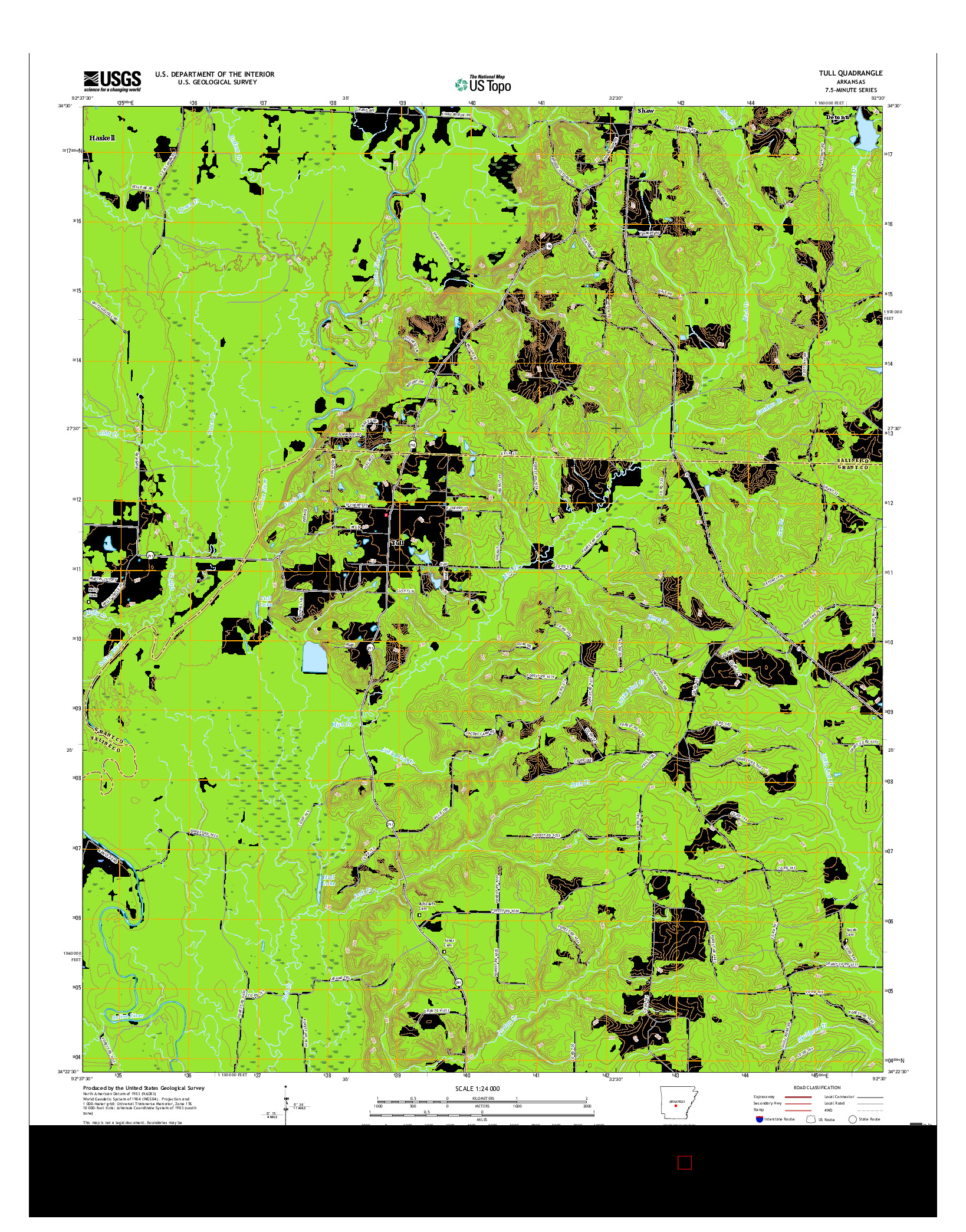 USGS US TOPO 7.5-MINUTE MAP FOR TULL, AR 2017