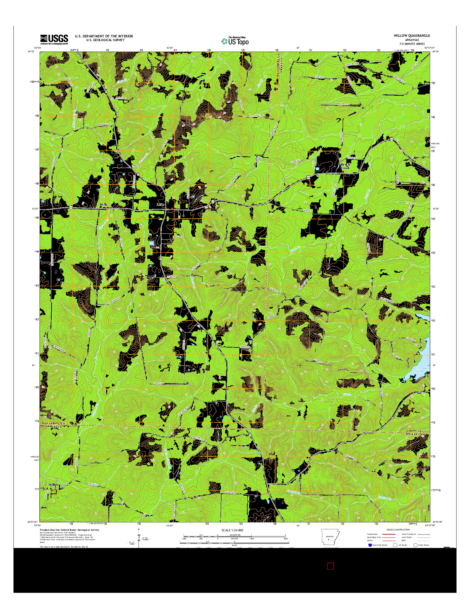 USGS US TOPO 7.5-MINUTE MAP FOR WILLOW, AR 2017