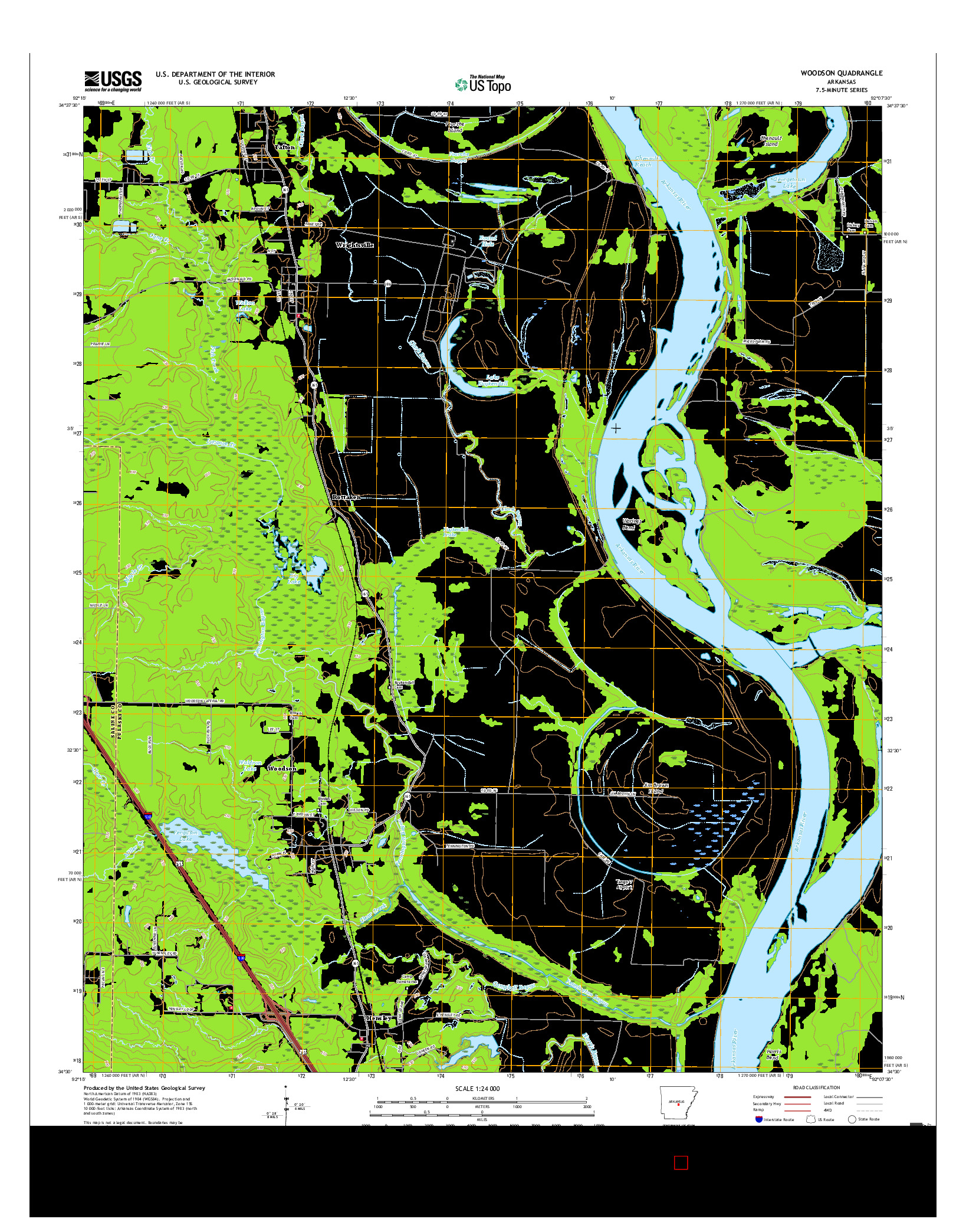 USGS US TOPO 7.5-MINUTE MAP FOR WOODSON, AR 2017