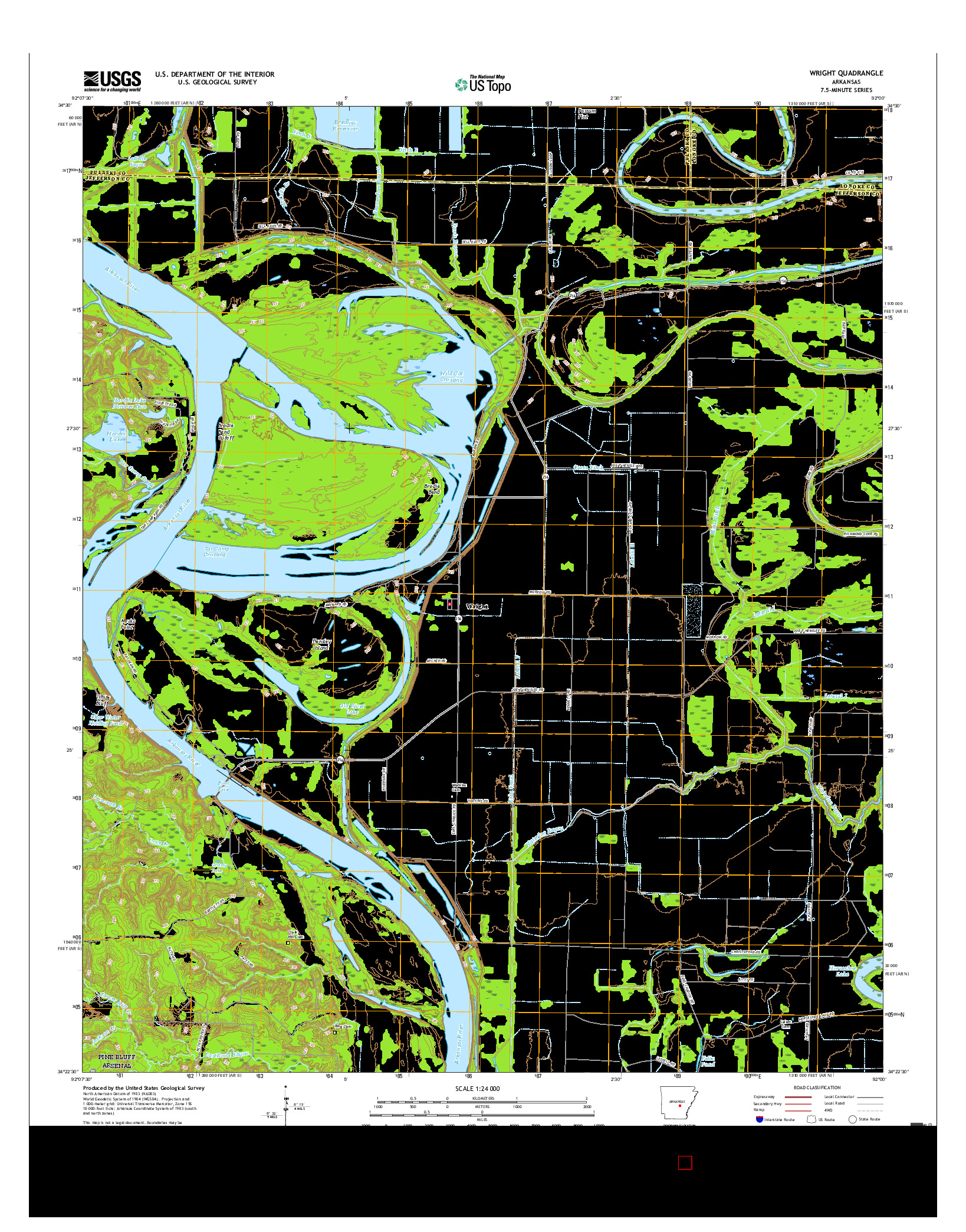 USGS US TOPO 7.5-MINUTE MAP FOR WRIGHT, AR 2017