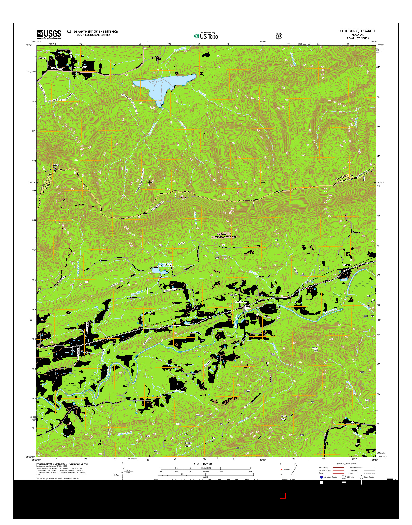 USGS US TOPO 7.5-MINUTE MAP FOR CAUTHRON, AR 2017