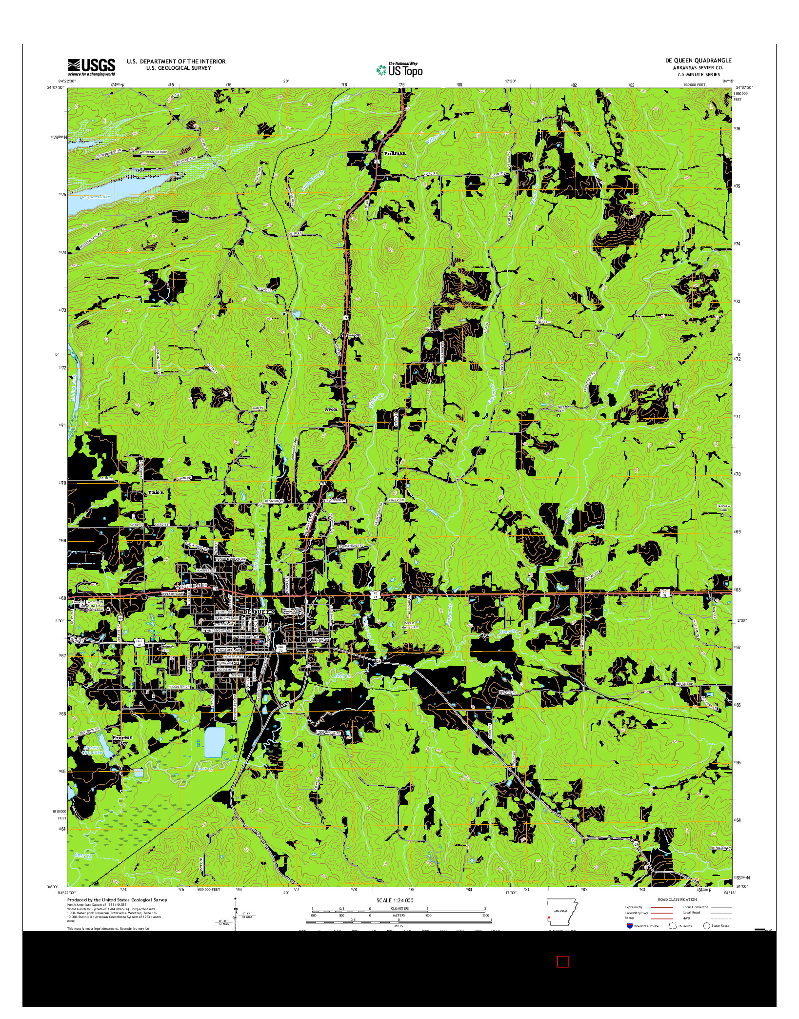 USGS US TOPO 7.5-MINUTE MAP FOR DE QUEEN, AR 2017