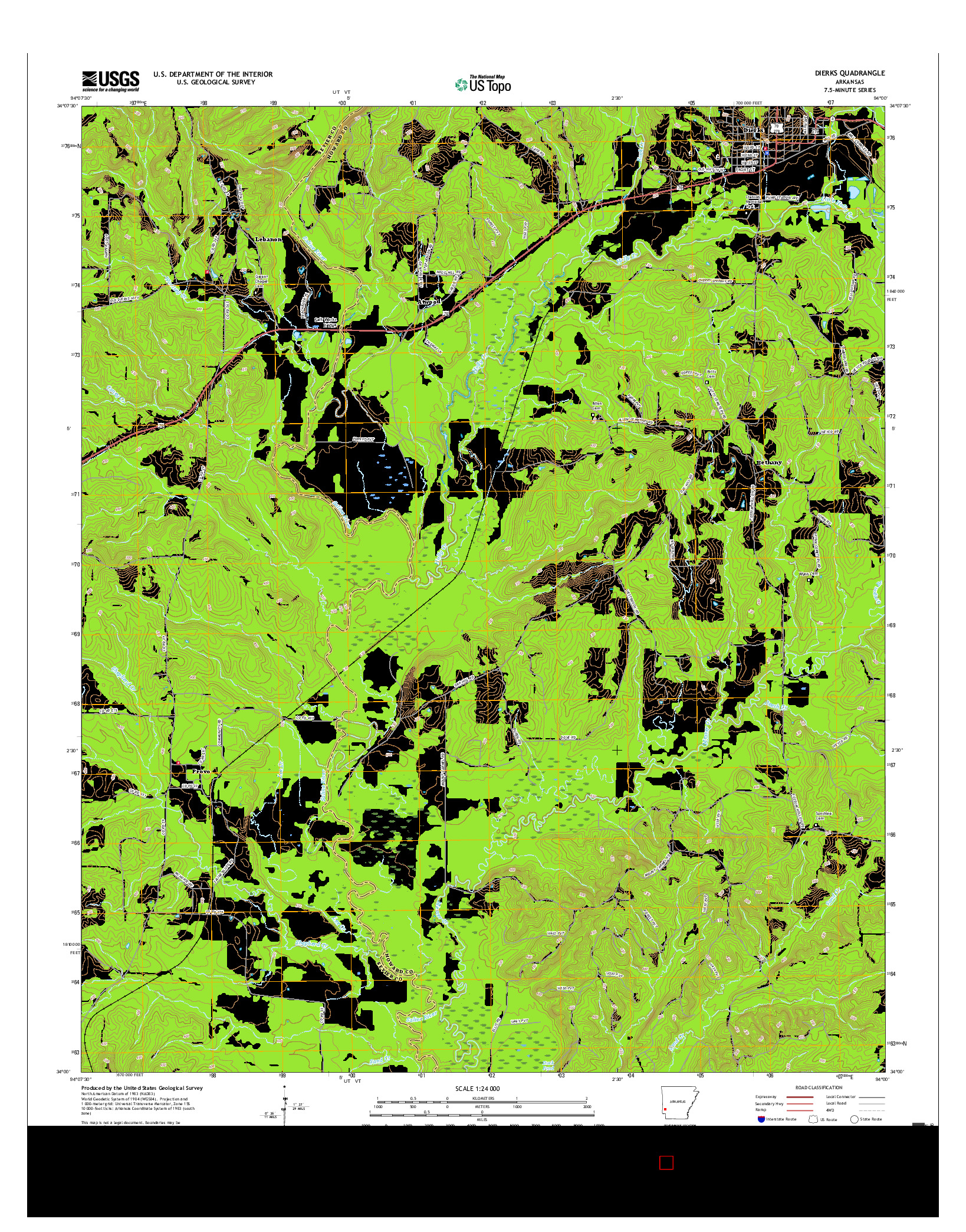 USGS US TOPO 7.5-MINUTE MAP FOR DIERKS, AR 2017