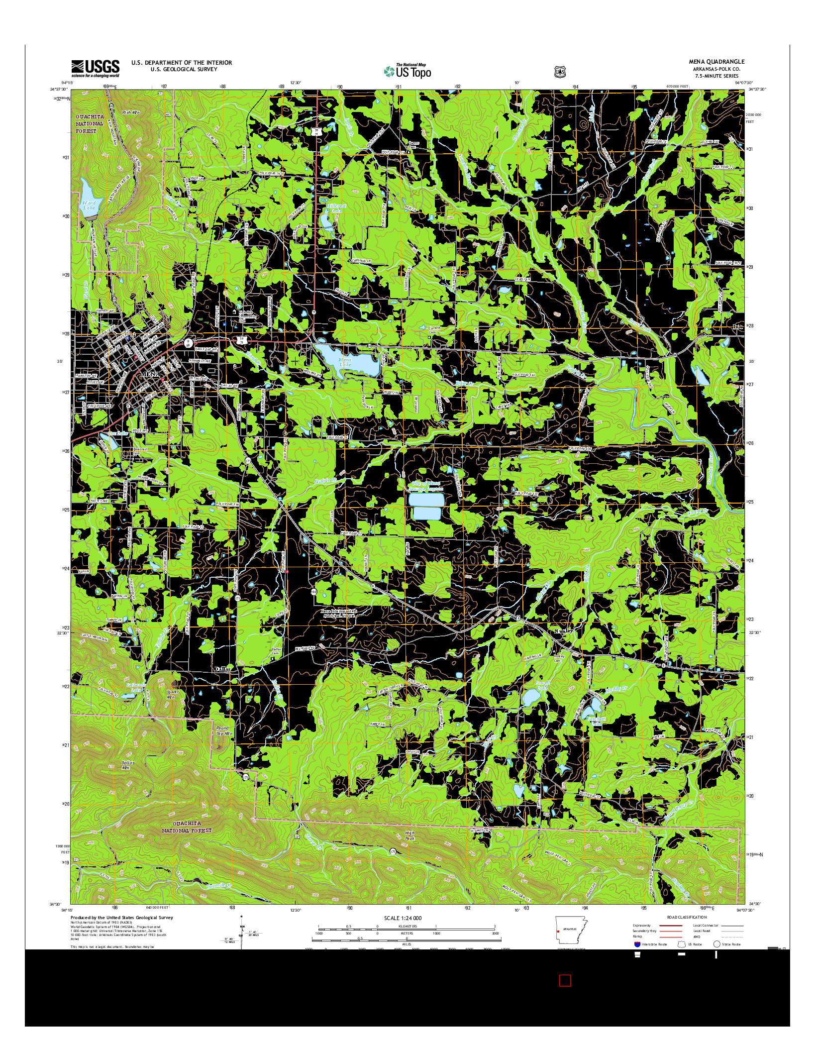 USGS US TOPO 7.5-MINUTE MAP FOR MENA, AR 2017