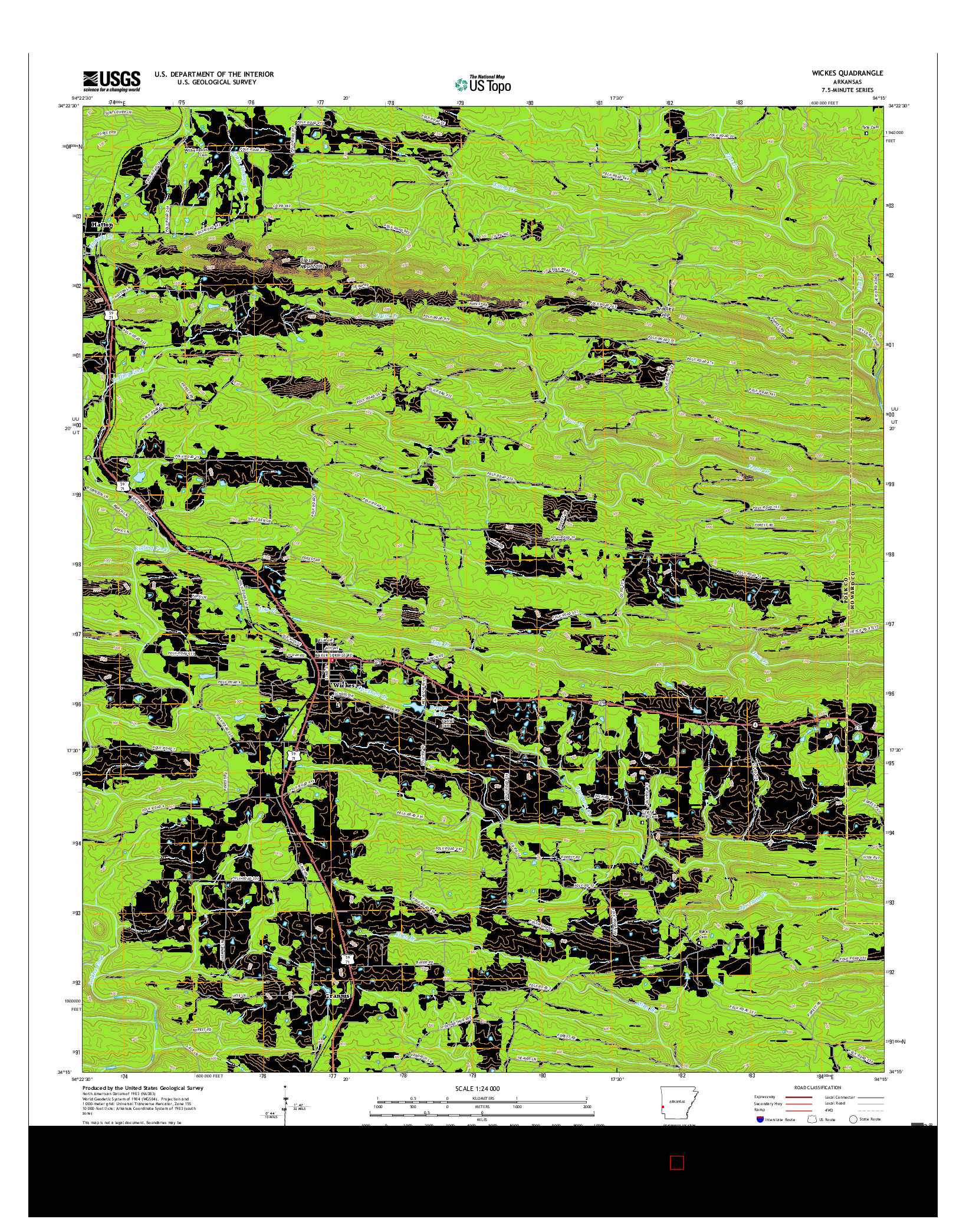 USGS US TOPO 7.5-MINUTE MAP FOR WICKES, AR 2017