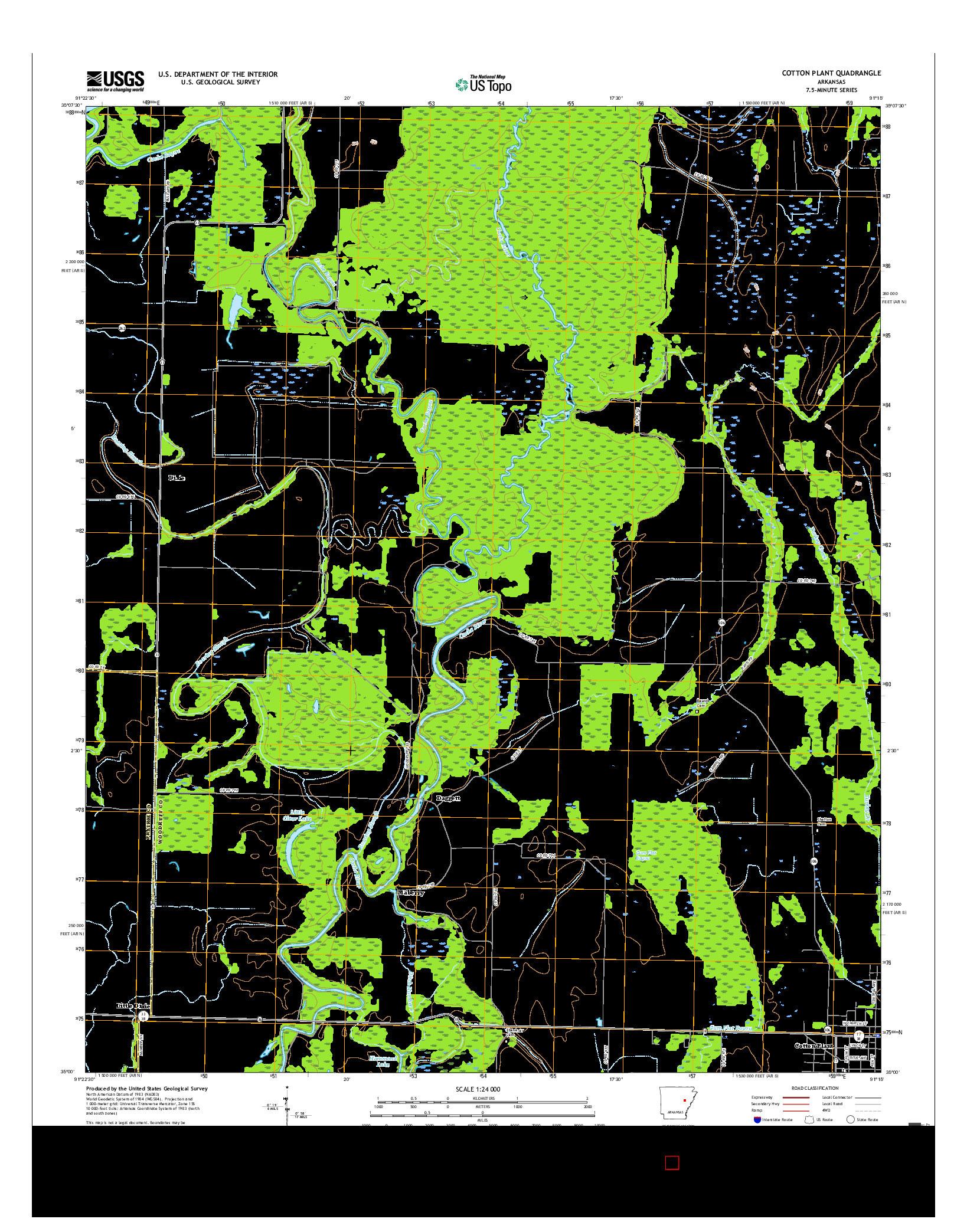 USGS US TOPO 7.5-MINUTE MAP FOR COTTON PLANT, AR 2017