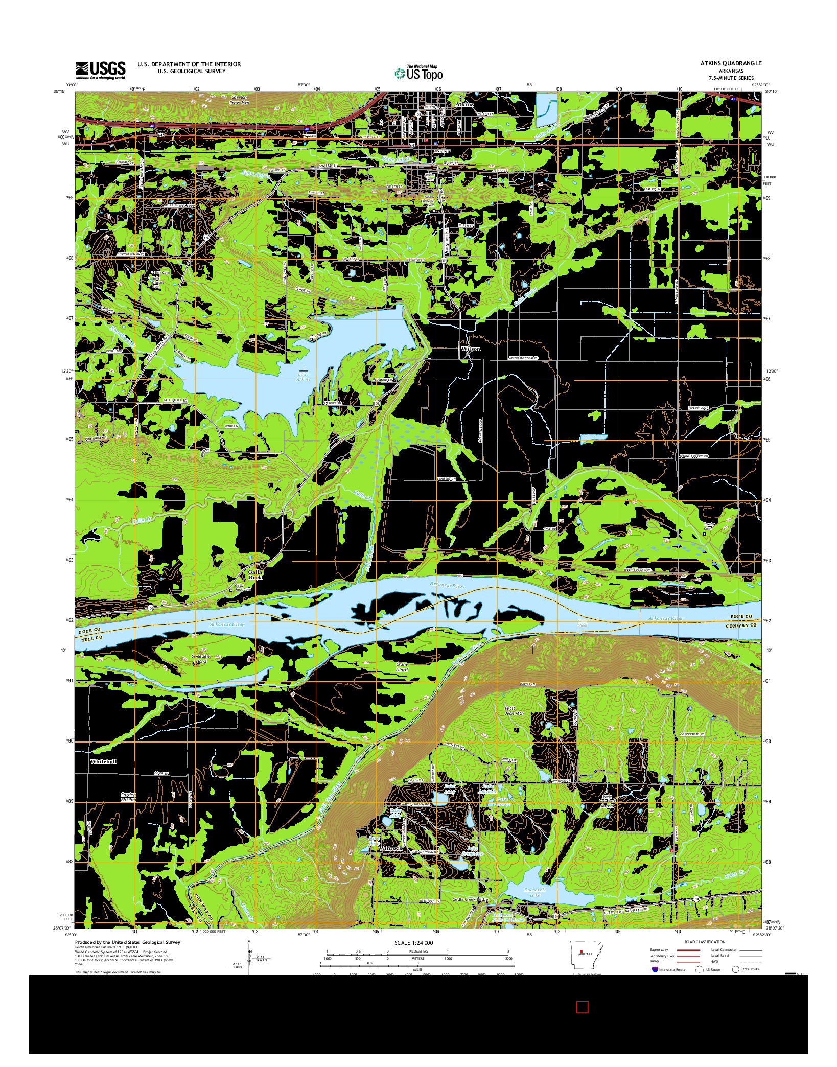 USGS US TOPO 7.5-MINUTE MAP FOR ATKINS, AR 2017