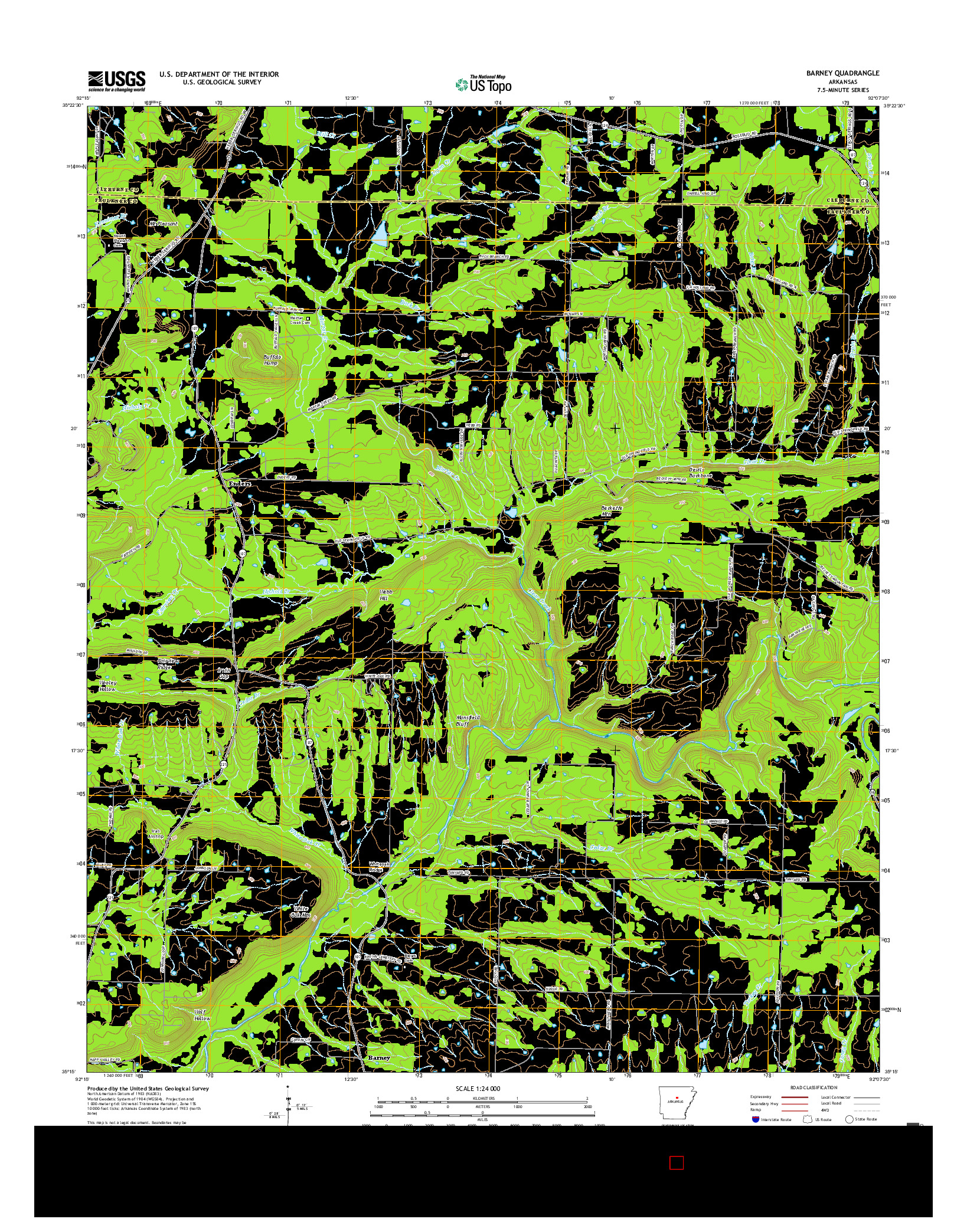 USGS US TOPO 7.5-MINUTE MAP FOR BARNEY, AR 2017
