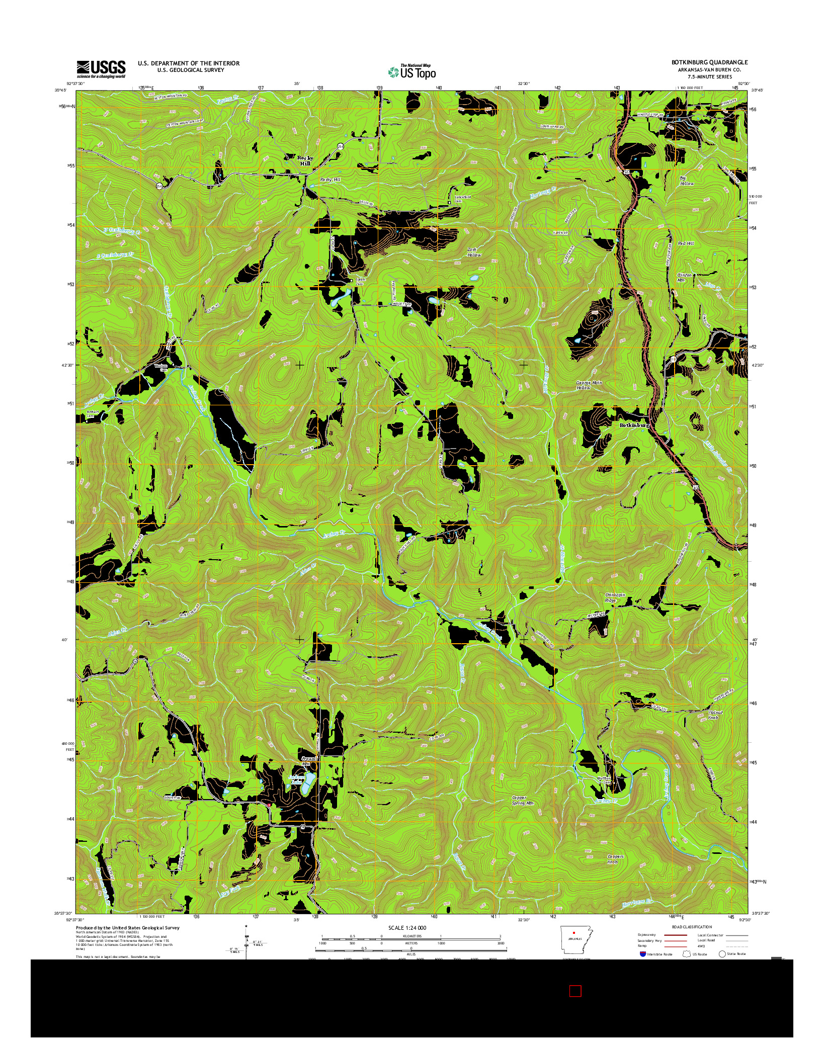 USGS US TOPO 7.5-MINUTE MAP FOR BOTKINBURG, AR 2017