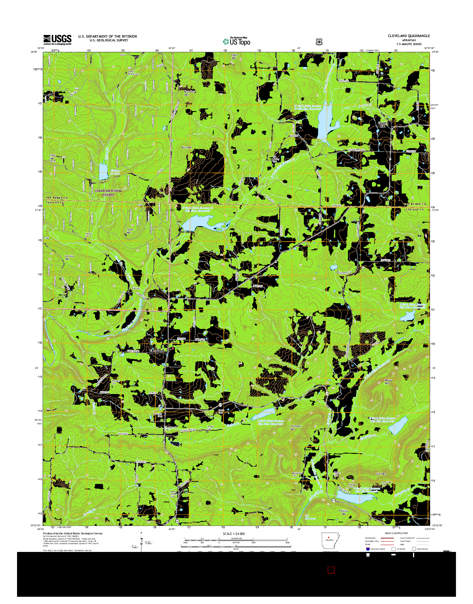 USGS US TOPO 7.5-MINUTE MAP FOR CLEVELAND, AR 2017