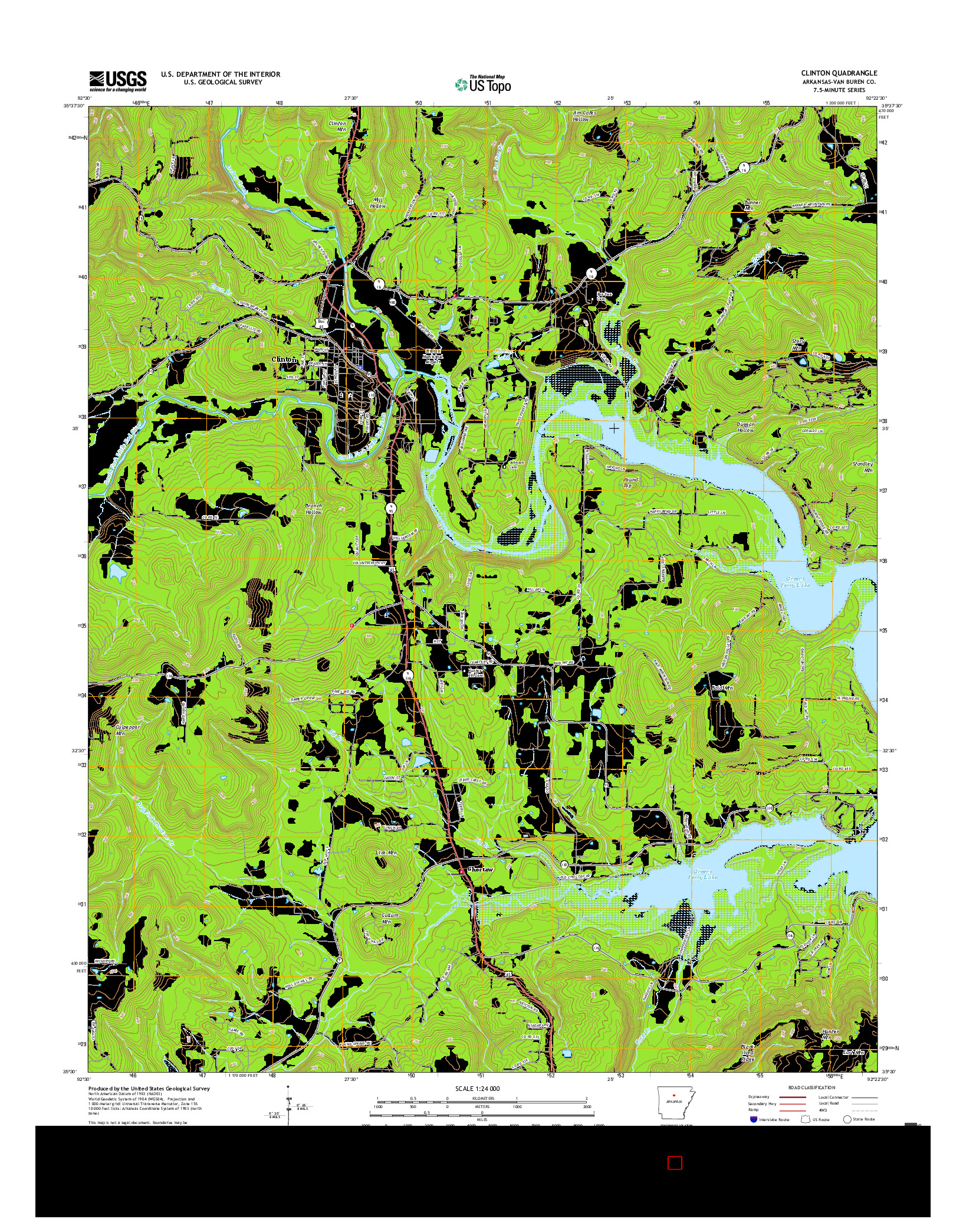 USGS US TOPO 7.5-MINUTE MAP FOR CLINTON, AR 2017