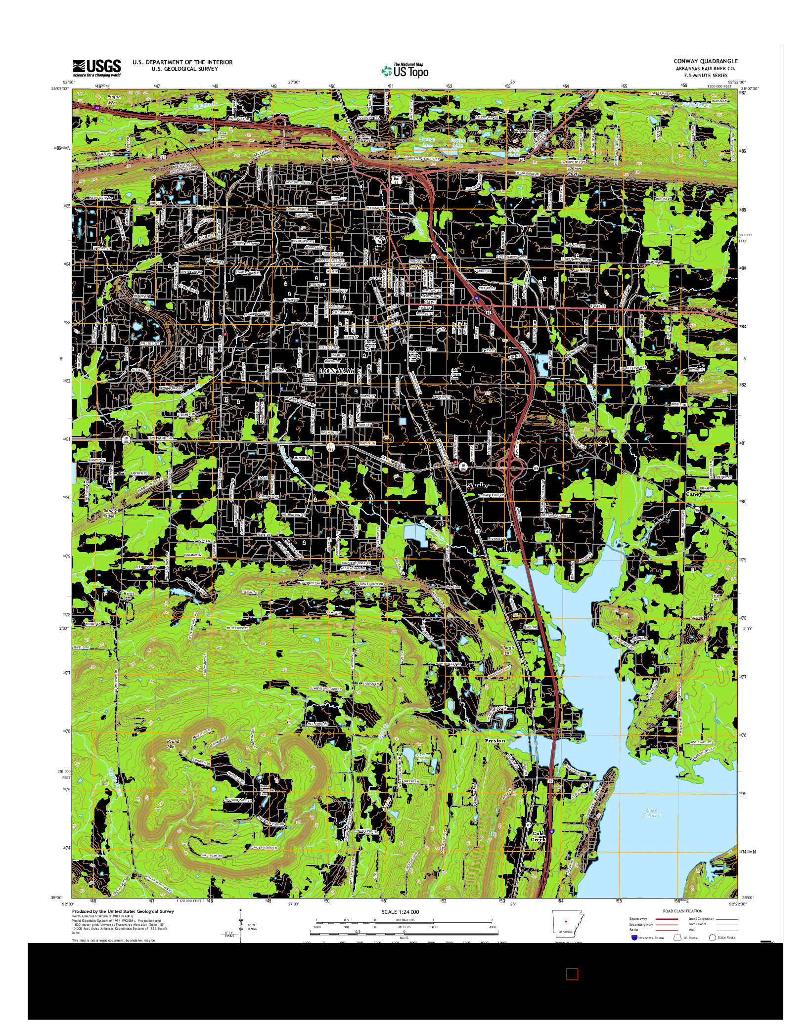 USGS US TOPO 7.5-MINUTE MAP FOR CONWAY, AR 2017