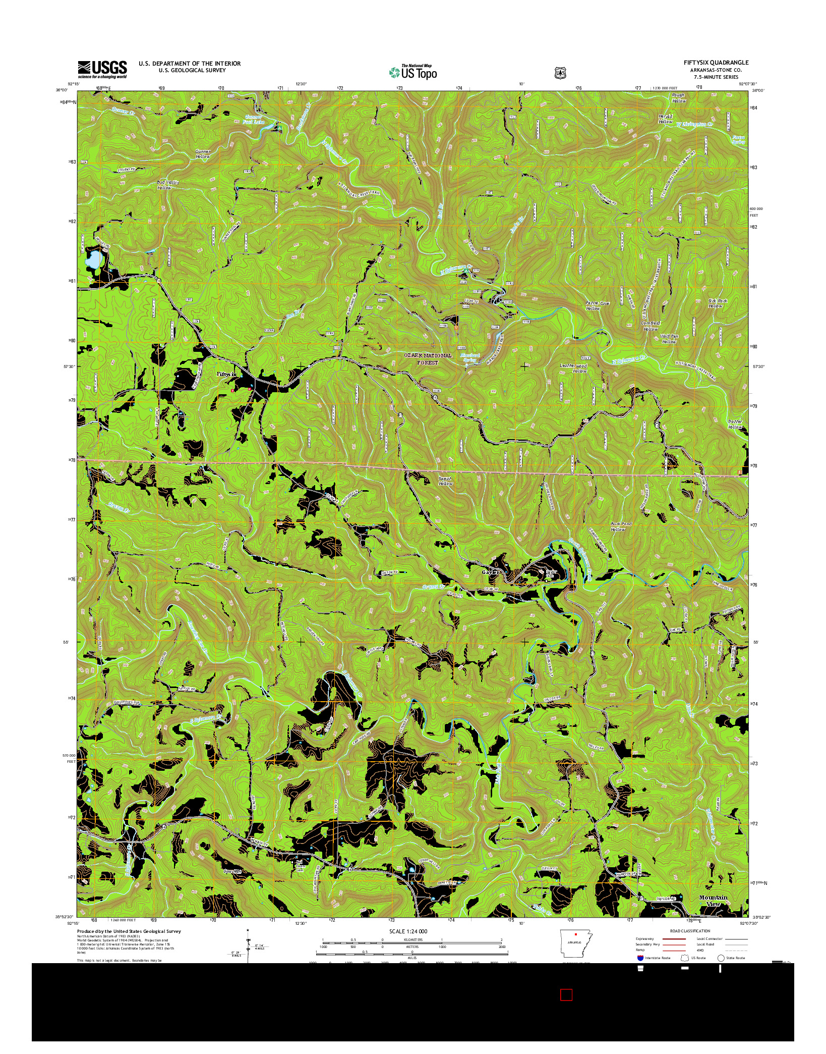 USGS US TOPO 7.5-MINUTE MAP FOR FIFTYSIX, AR 2017