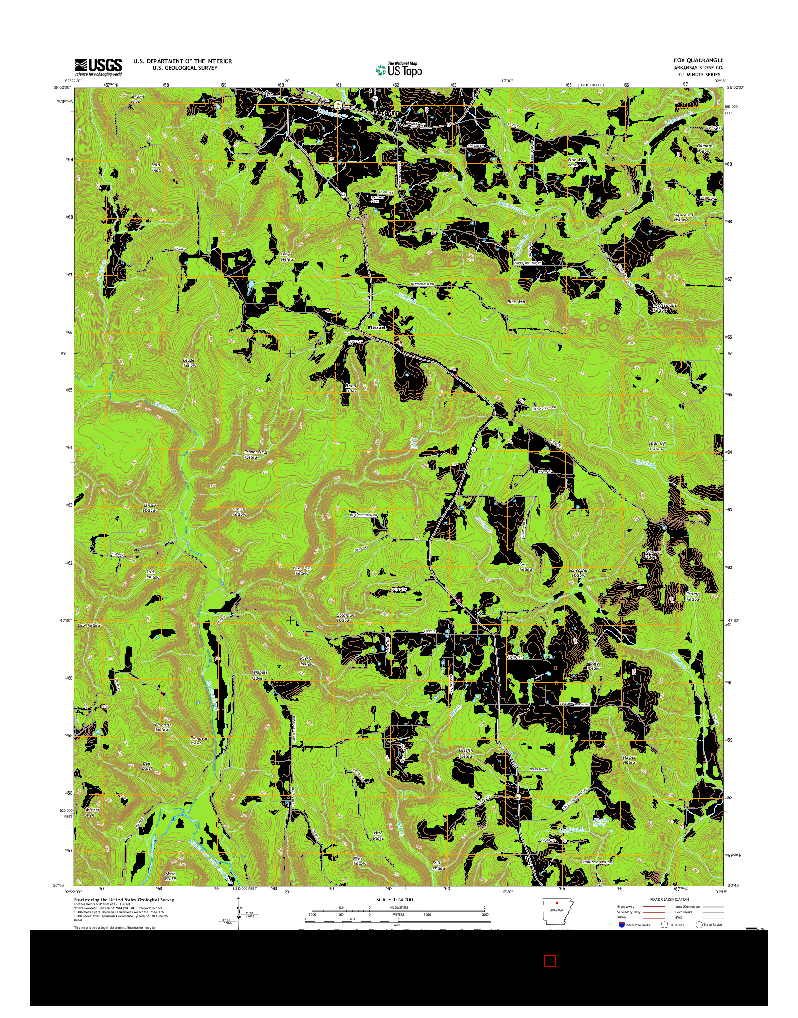 USGS US TOPO 7.5-MINUTE MAP FOR FOX, AR 2017