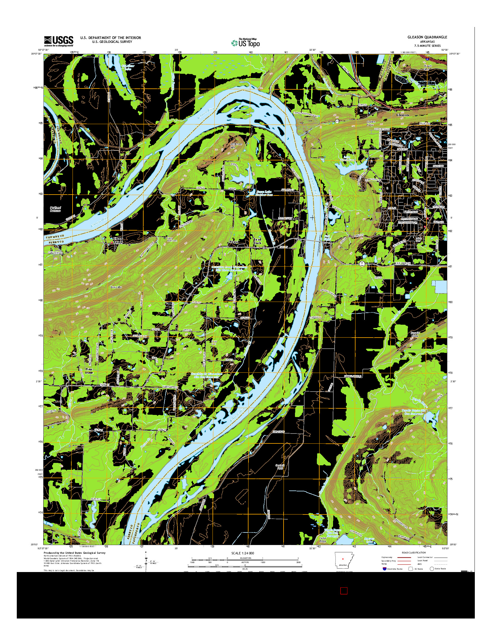 USGS US TOPO 7.5-MINUTE MAP FOR GLEASON, AR 2017