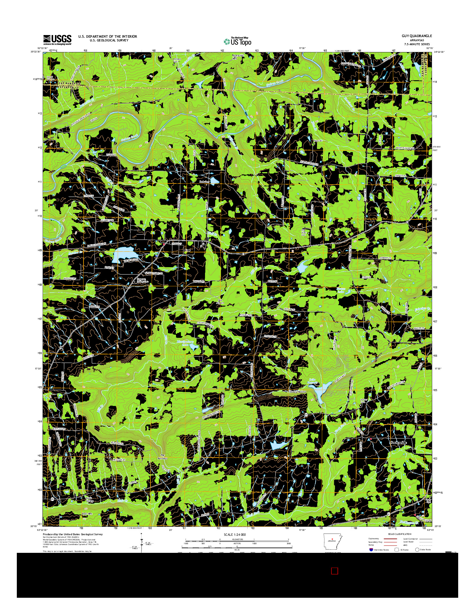 USGS US TOPO 7.5-MINUTE MAP FOR GUY, AR 2017