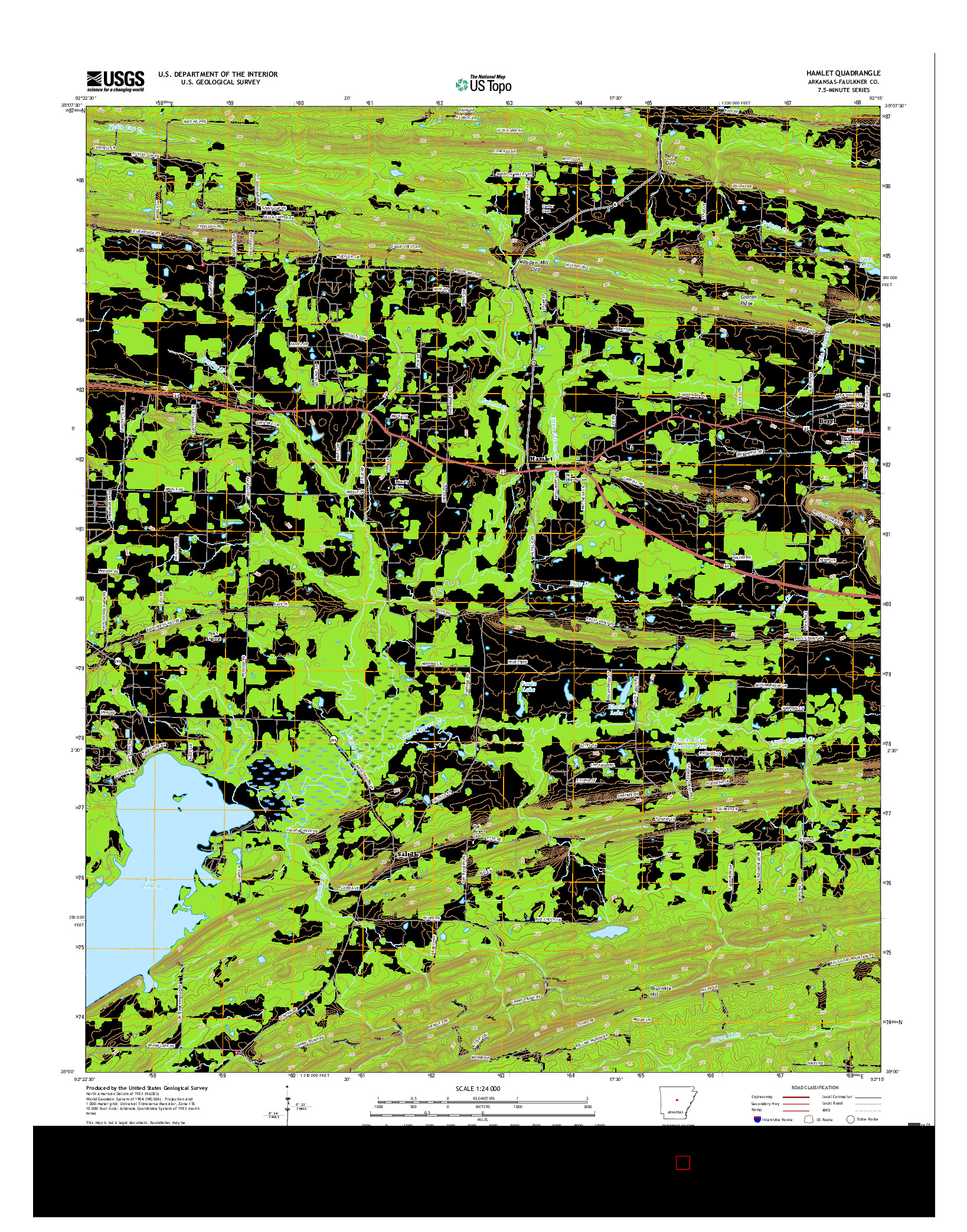 USGS US TOPO 7.5-MINUTE MAP FOR HAMLET, AR 2017