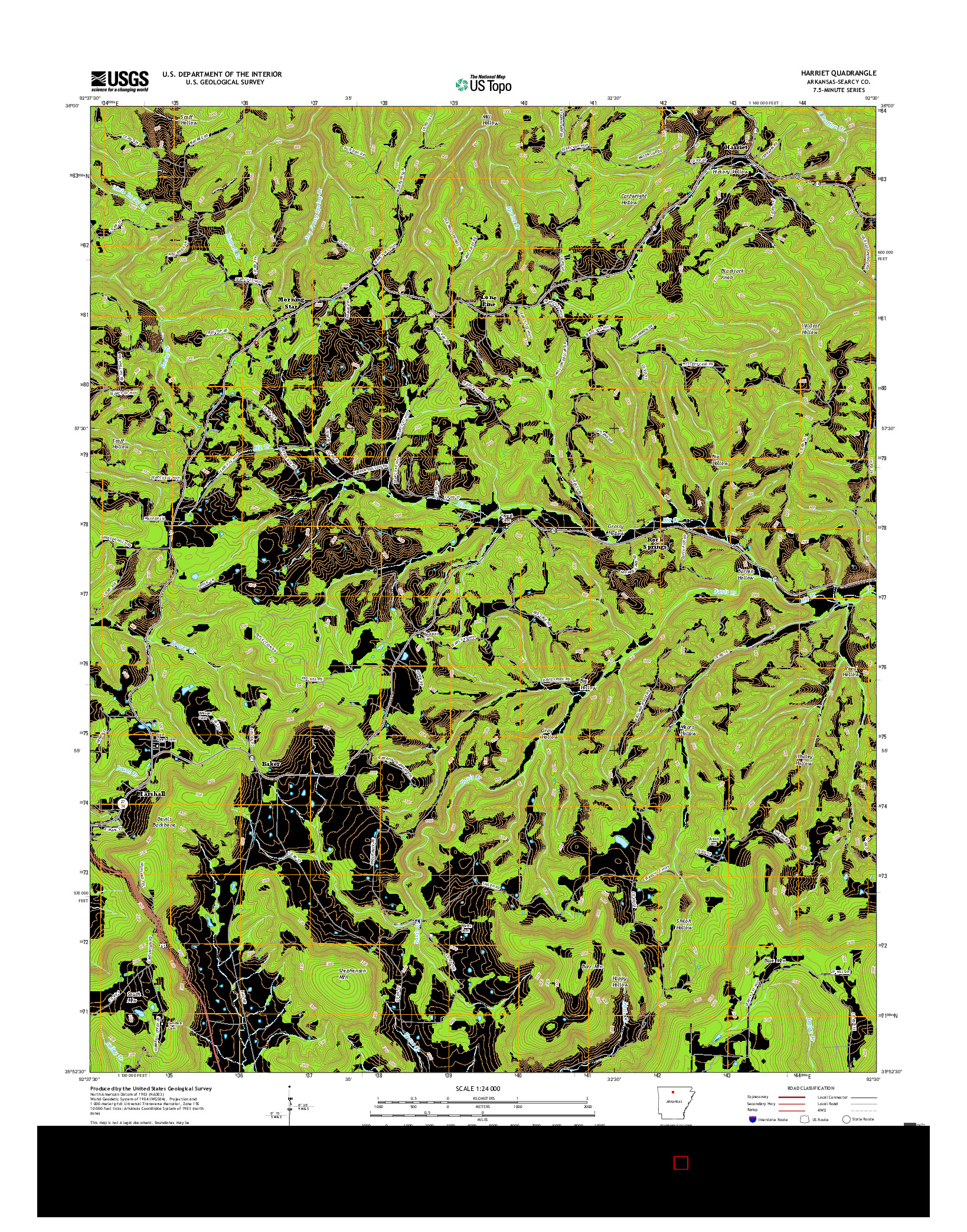 USGS US TOPO 7.5-MINUTE MAP FOR HARRIET, AR 2017