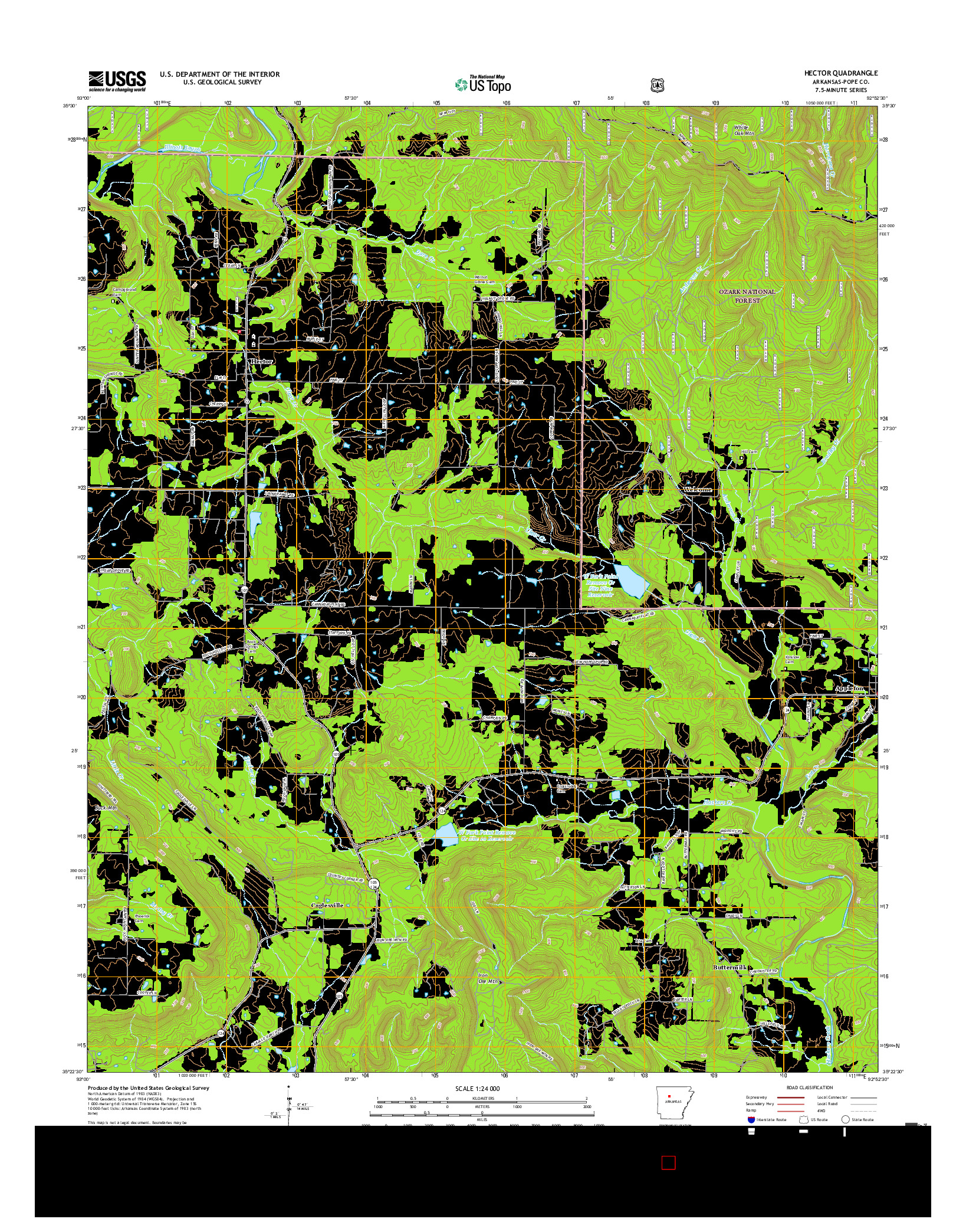 USGS US TOPO 7.5-MINUTE MAP FOR HECTOR, AR 2017