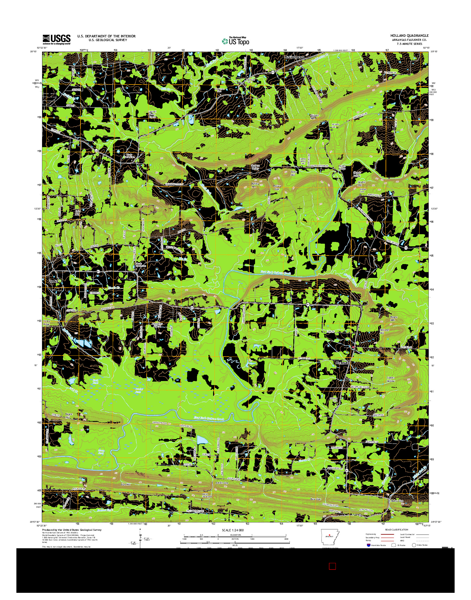 USGS US TOPO 7.5-MINUTE MAP FOR HOLLAND, AR 2017