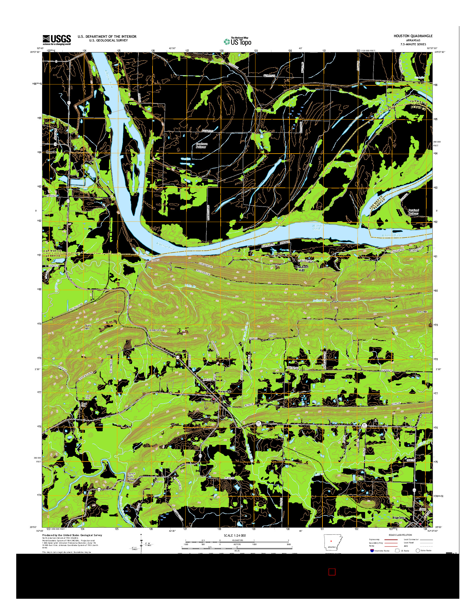 USGS US TOPO 7.5-MINUTE MAP FOR HOUSTON, AR 2017