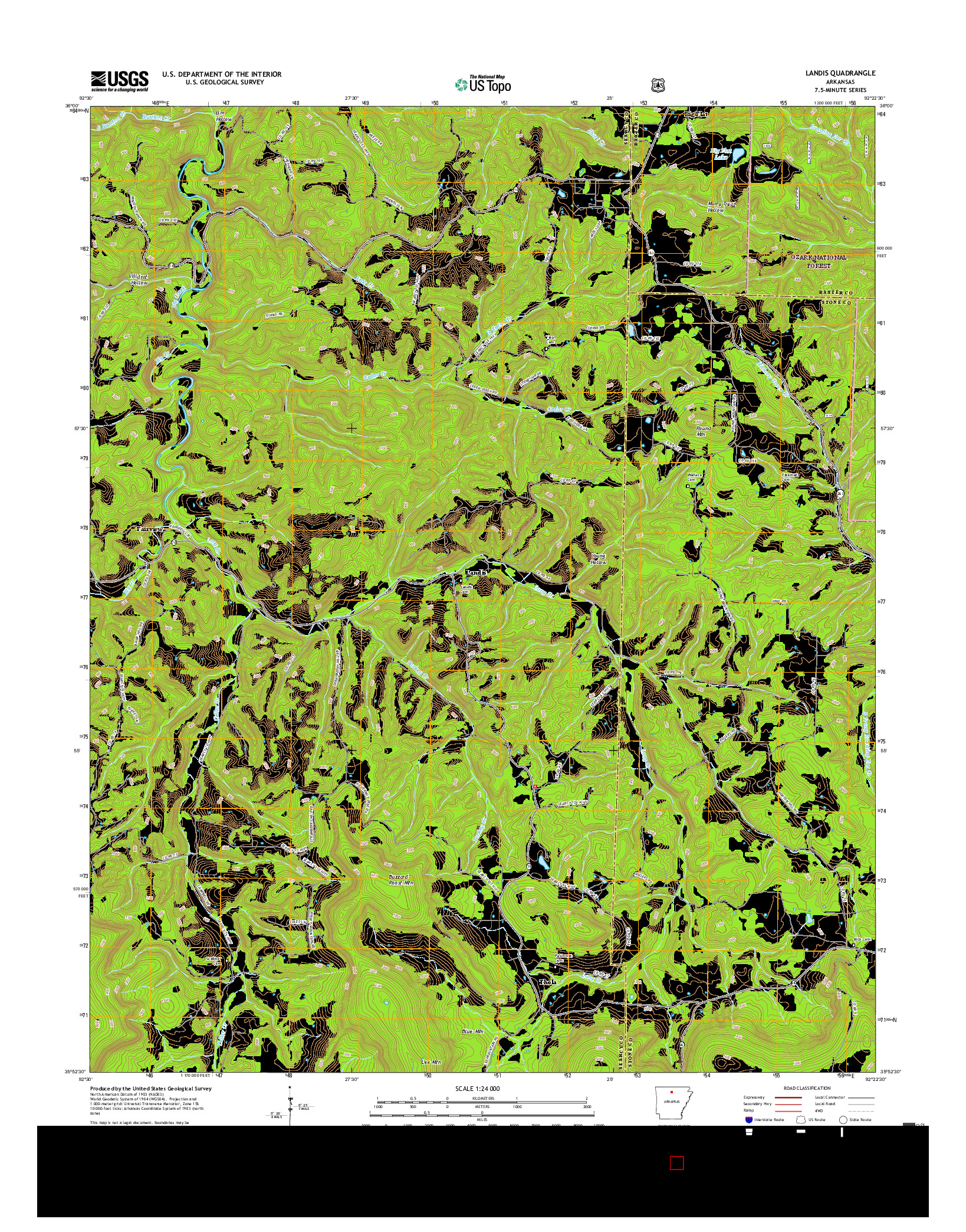 USGS US TOPO 7.5-MINUTE MAP FOR LANDIS, AR 2017